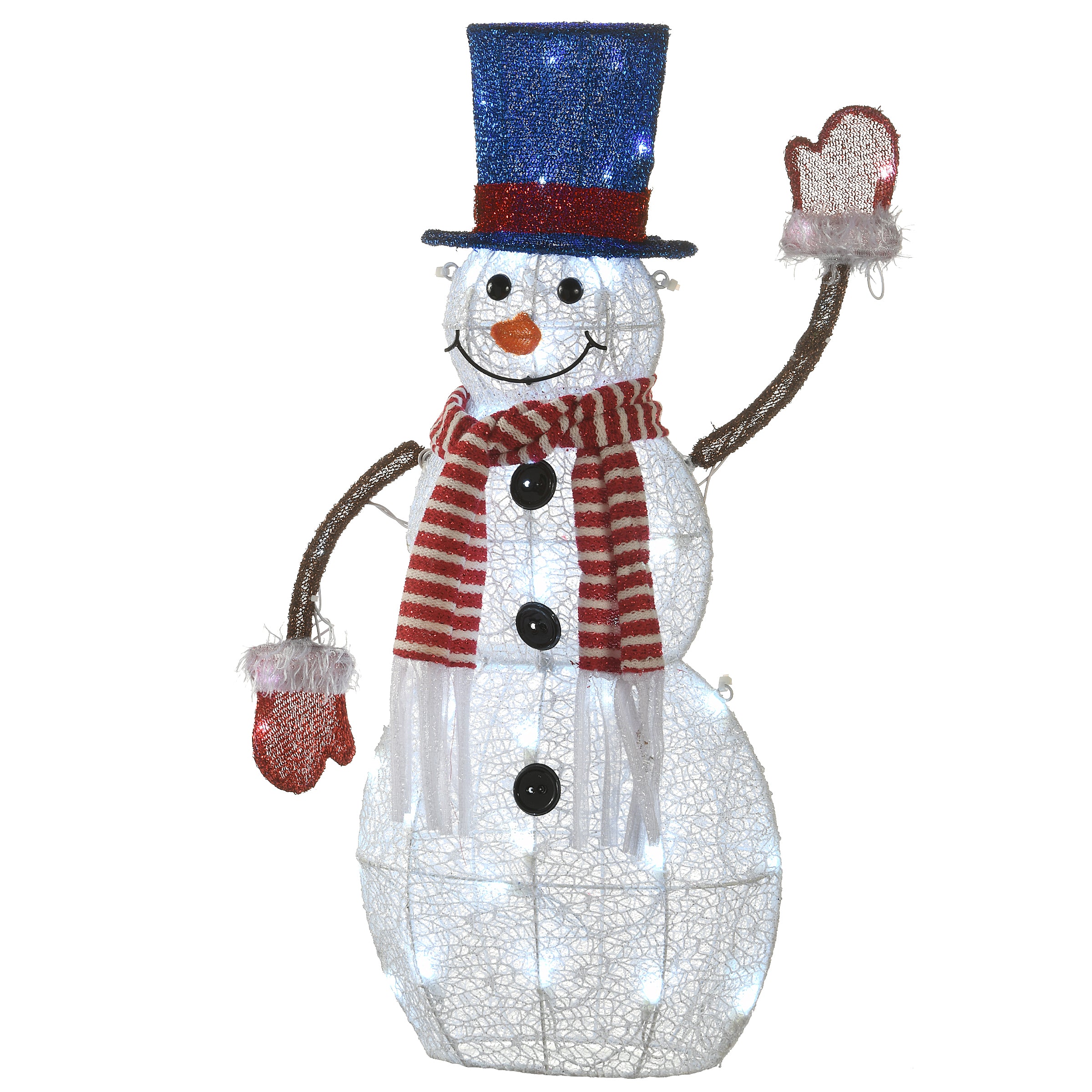 30 Inch Pre-Lit Fabric Snowman Decoration - Indoor/Outdoor Christmas Decor for Home, Yard, and Holiday Parties