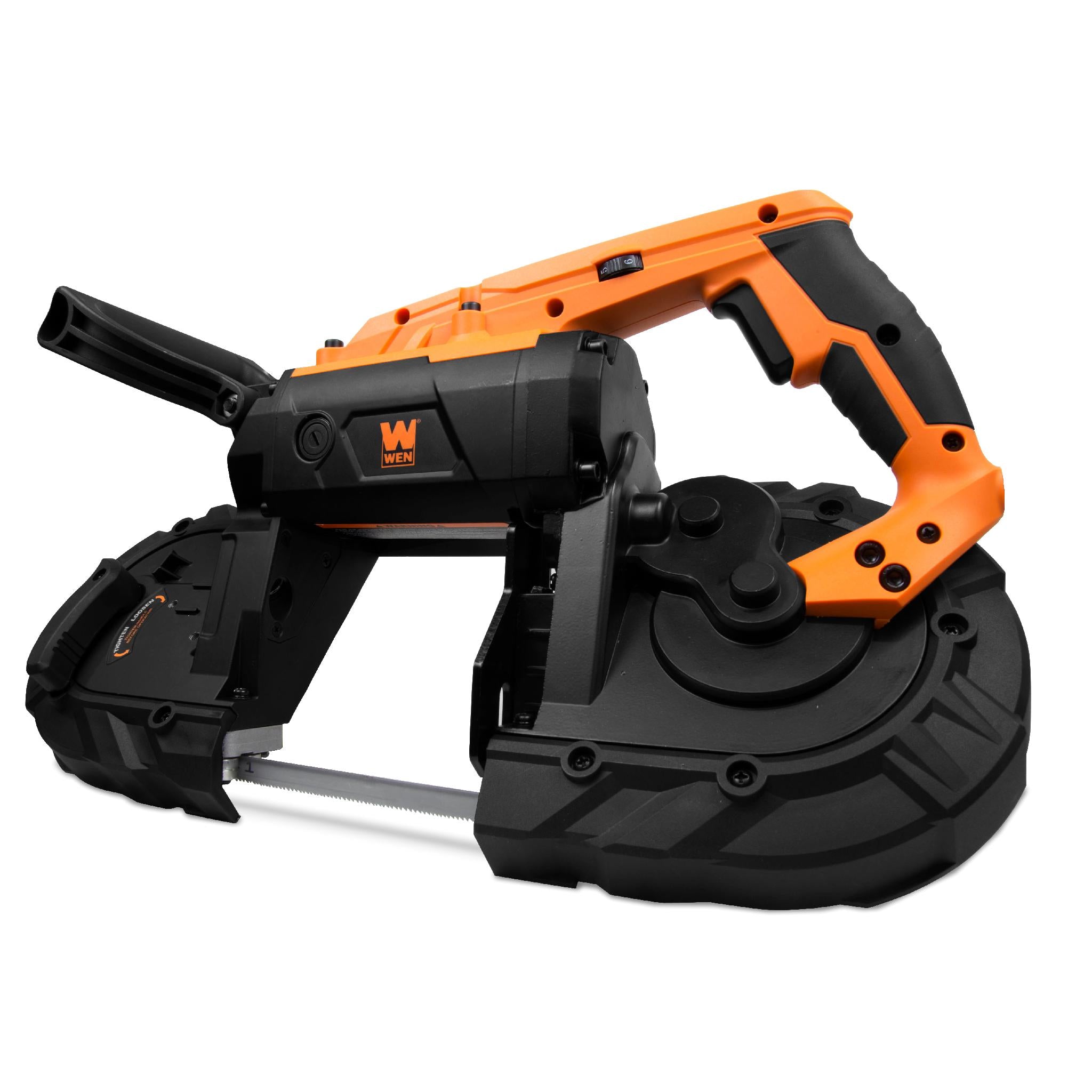 WEN 94396 10 Amp 5 Inch Variable Speed Handheld Portable Band Saw for Metal Cutting - Perfect for DIY Projects, Metal Fabrication, and Construction Work
