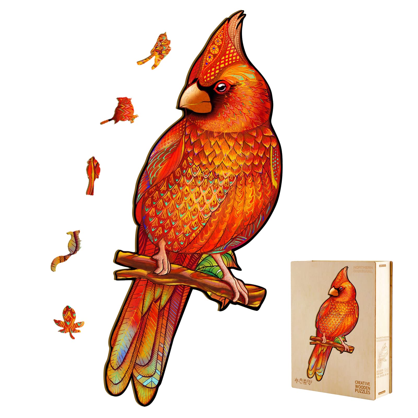 Souhoney 140-Piece Wooden Animal Jigsaw Puzzle for Adults & Kids - Unique Shaped Bird Puzzle with Gift Box - Home Decor & Educational Brain Teaser - Perfect for Family Game Night, Birthday Gifts & Stress Relief