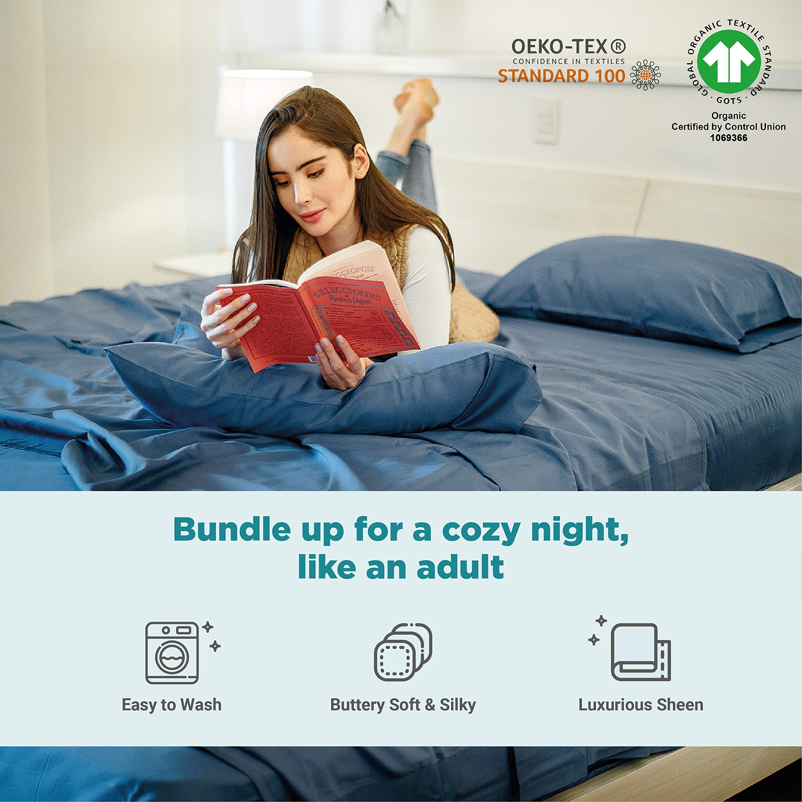 FABDREAMS 100% Organic Cotton King Sheet Set - 400 Thread Count, GOTS Certified Premium Long Staple Cotton, 17