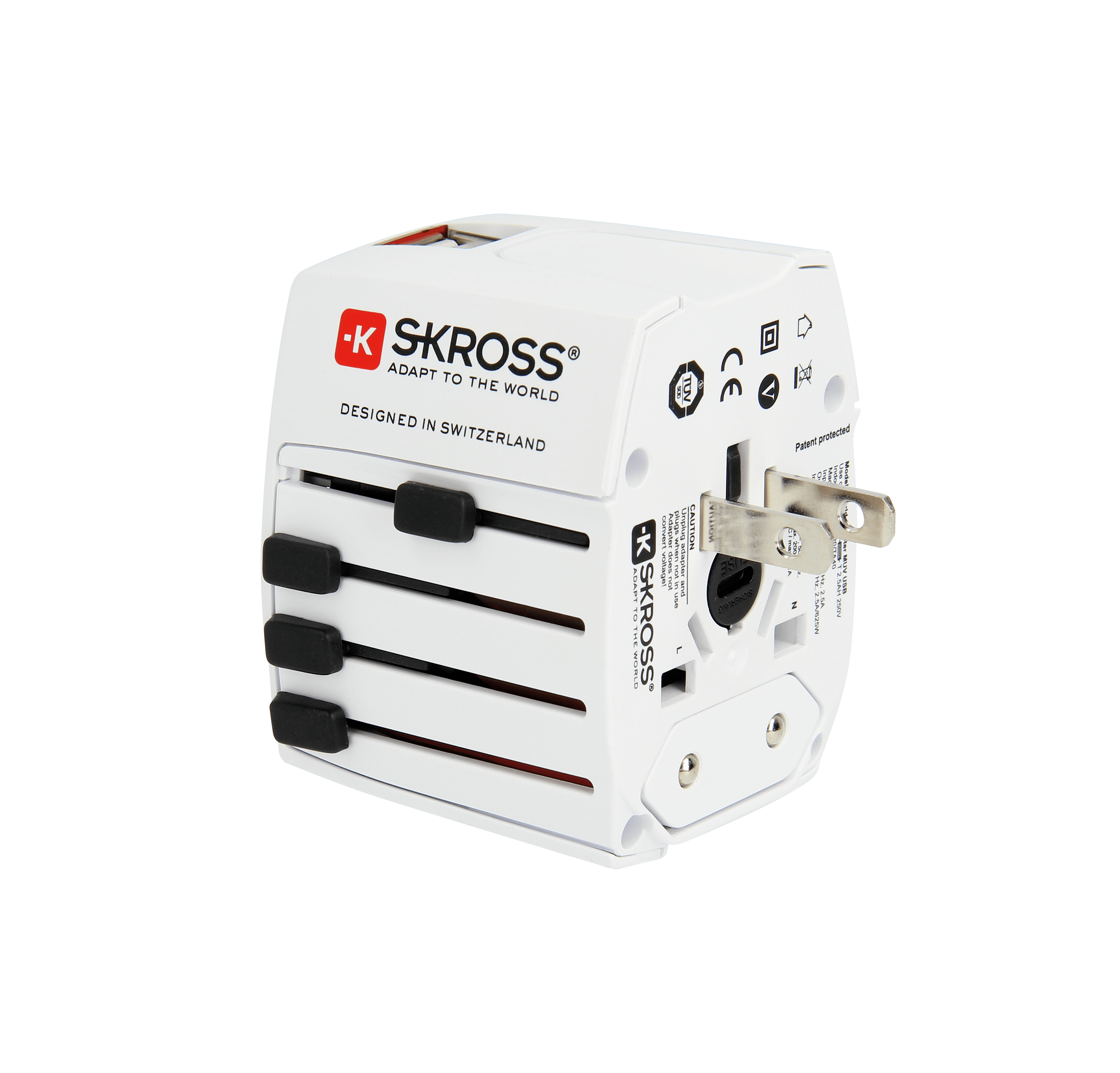Skross MUV USB Travel Adapter - Universal USB Charger for iPhone, Android, Laptop - Perfect for International Travel, Business Trips & Hotels