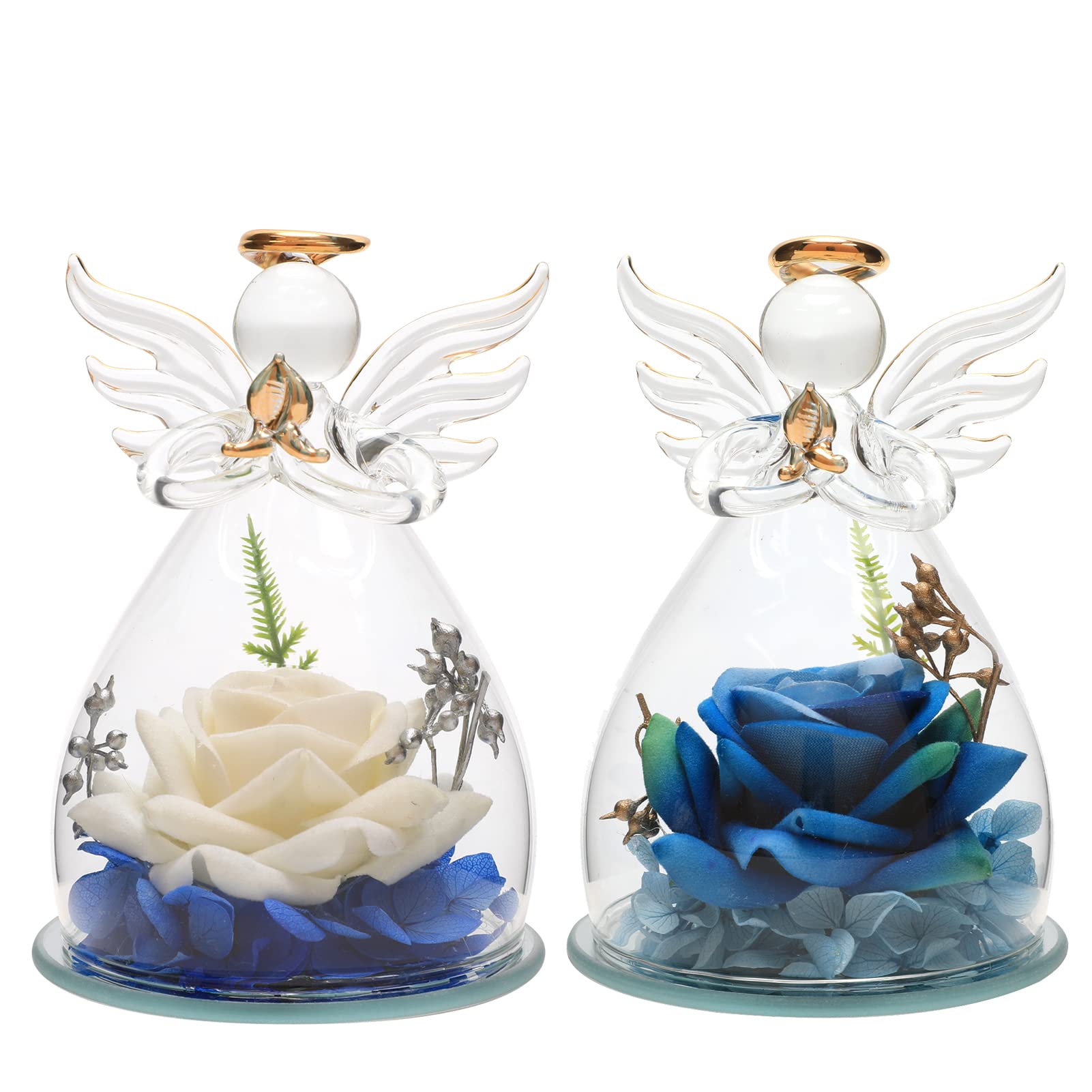 2pcs Artificial Rose Angel Gifts for Women - Memorial, Sympathy & Get Well Soon Gifts for Mom, Her - Perfect for Funerals, Memorial Services & Comforting Loved Ones
