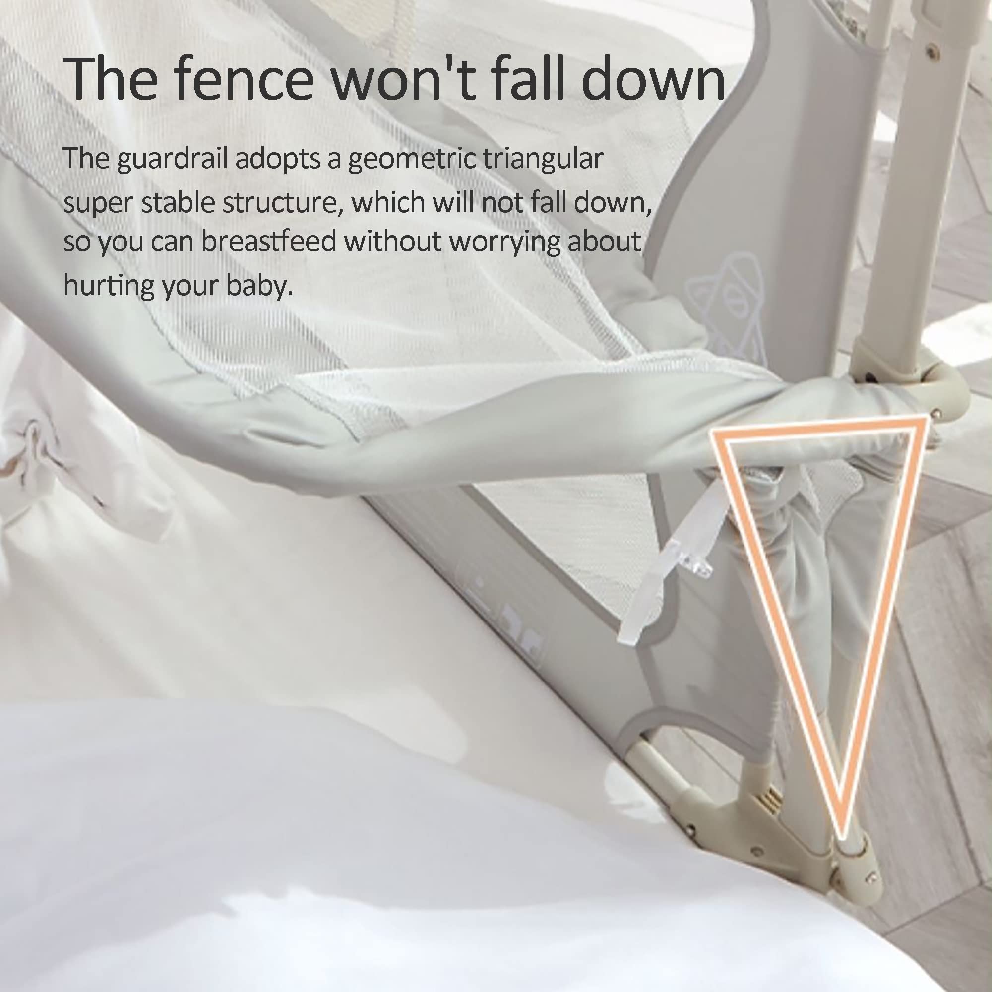 3 in 1 Baby Bedside Crib - Portable Co-Sleeping Crib 120x50cm, Adjustable Next to Me Crib with Soft Washable Liner & Sturdy Aluminum Frame, Easy Assembly for Newborns & Infants - Perfect for Safe Co-Sleeping, Nursery, Travel & Bedside Use