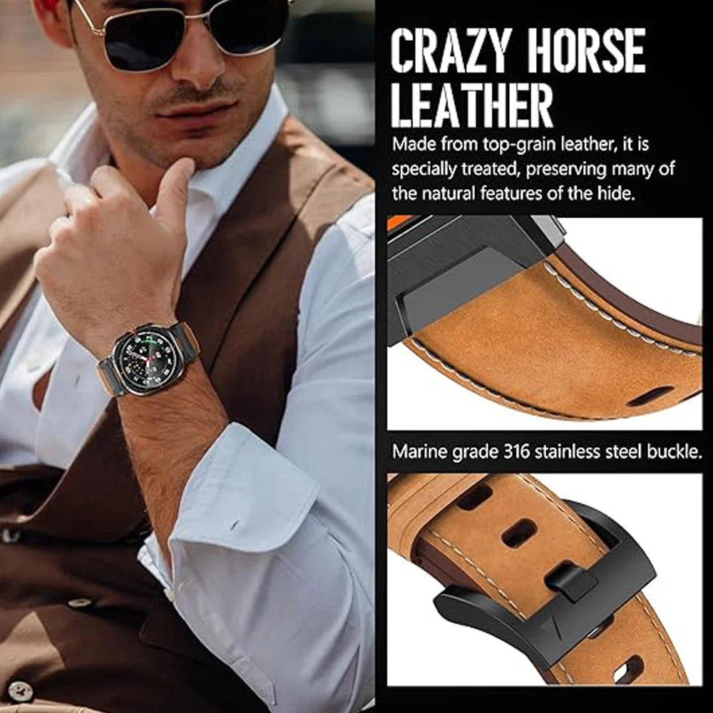 Premium Genuine Leather Band for Samsung Galaxy Watch Ultra - Stylish & Durable Replacement Strap for Work, Gym & Everyday Wear