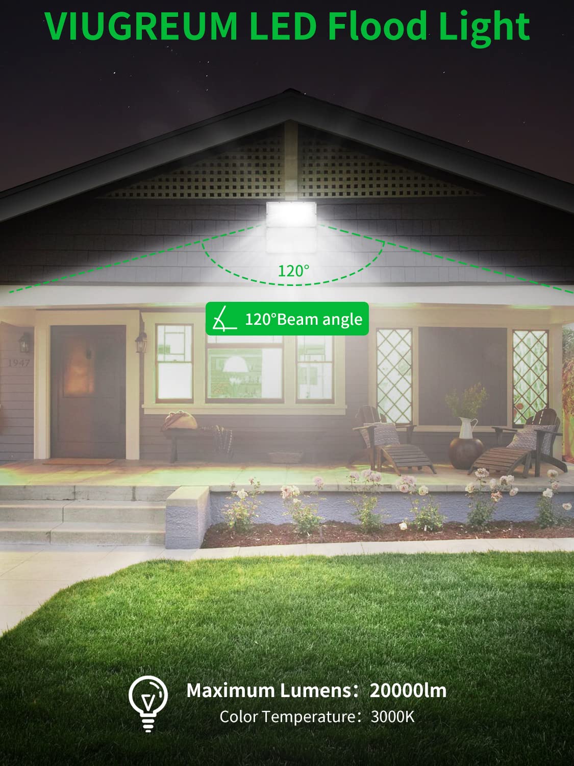 200W LED Flood Light Outdoor - 16000LM 6000K Daylight White, IP66 Waterproof Slim Security Light for Garage, Garden, Yard, Playground - Bright Landscape & Wall Lighting (10 Pack) - Perfect for Nighttime Security & Area Illumination