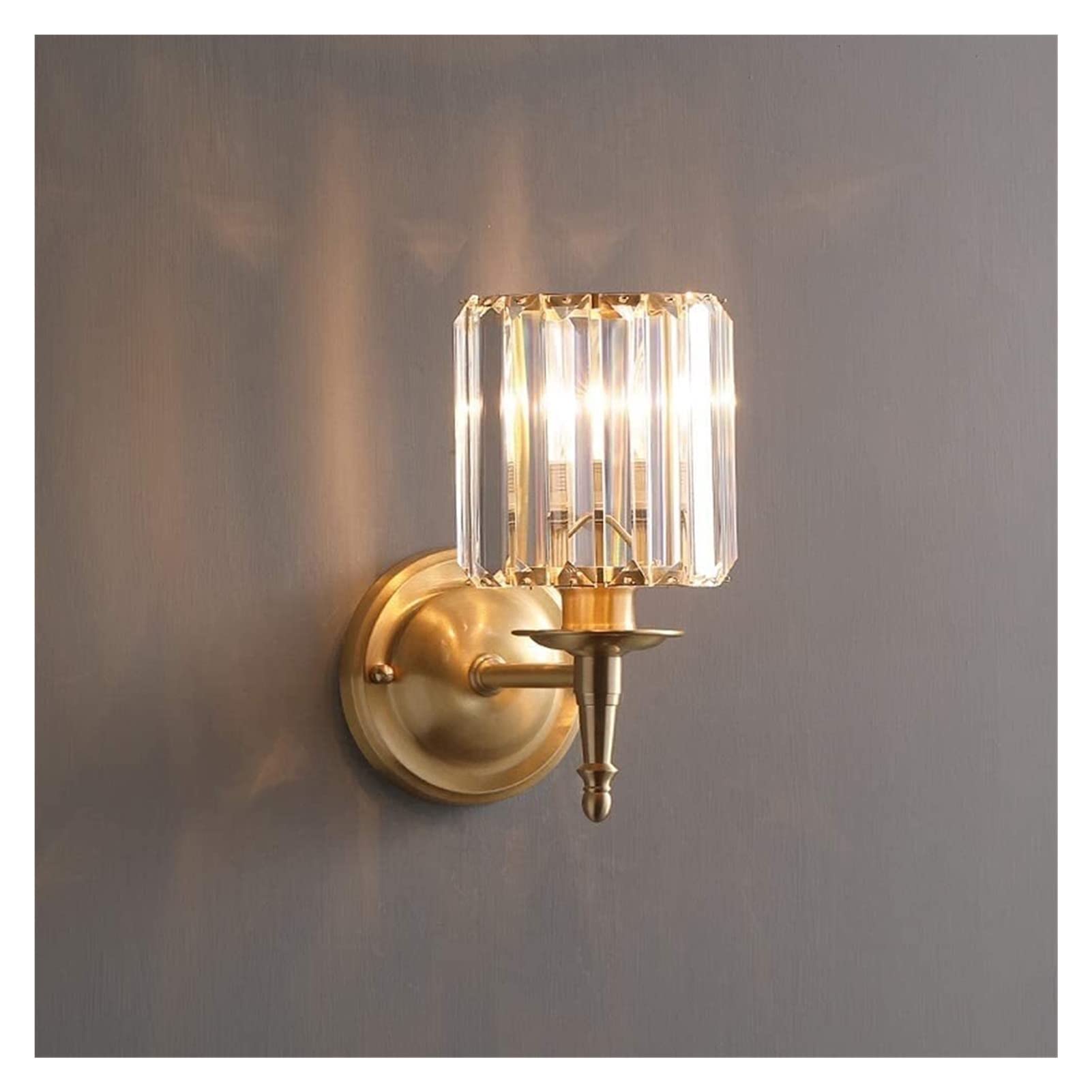 Vintage Brass Crystal Wall Sconce - E14 Candle Wall Light Fixture for Indoor Decor (30.5x27cm) | Bedroom, Living Room, Hallway Lighting | Antique European Style Wall Lamp
