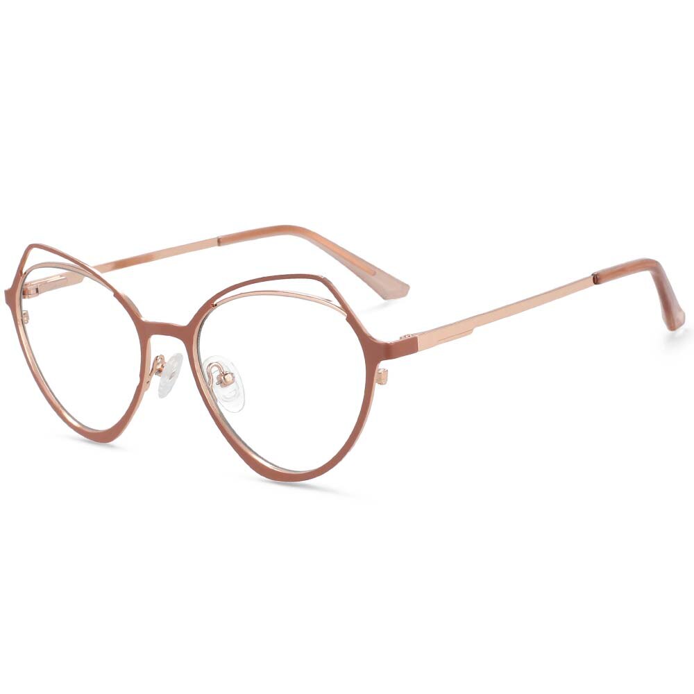 CCspace Women's Full Rim Irregular Cat Eye Alloy Frame Eyeglasses 54103 - Stylish Retro Glasses for Women, Lightweight Metal Frames for Everyday Wear, Work & Fashion Accessories