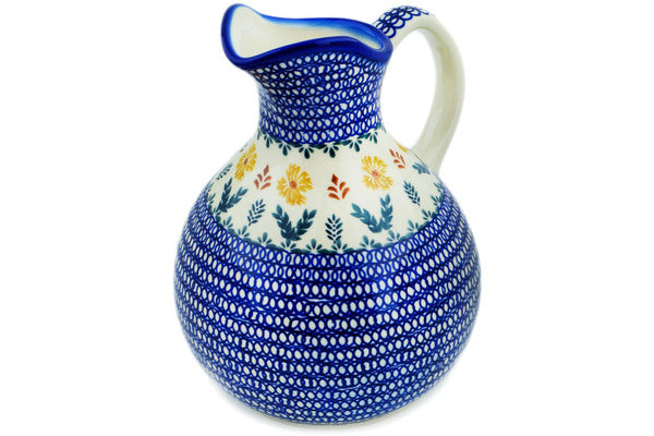 10 Cup Pitcher with Lid - Golden Flower Garden Design - Perfect for Iced Tea, Lemonade & Outdoor Parties