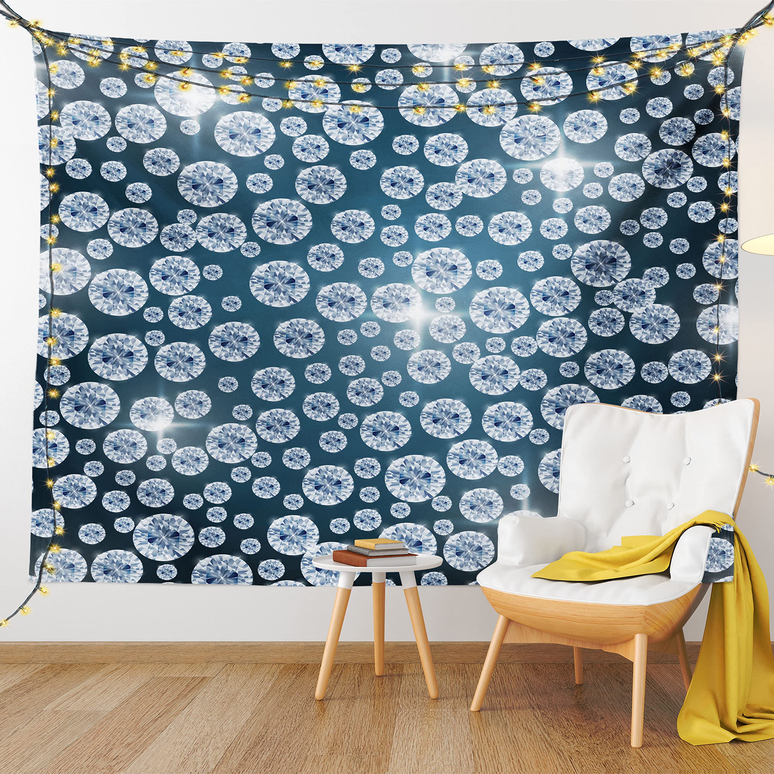 Ambesonne Diamond Tapestry - Carbon Atom Cubic Structure Science Art Fabric Wall Hanging for Bedroom & Living Room Decor, 28x23 Inches, Dark Grey | Perfect for Dorm Rooms, Home Offices & Science-Themed Parties