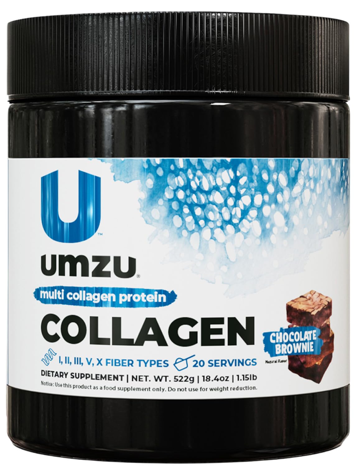 UMZU ZuCollagen Hydrolyzed Collagen Protein Powder - 5 Types Collagen Peptides for Hair Growth, Skin Care, Nail Strength & Joint Support | Low Calorie High Protein Supplement (20g per Serving, Chocolate Flavor) | Perfect for Smoothies, Coffee & Post-Workout Recovery