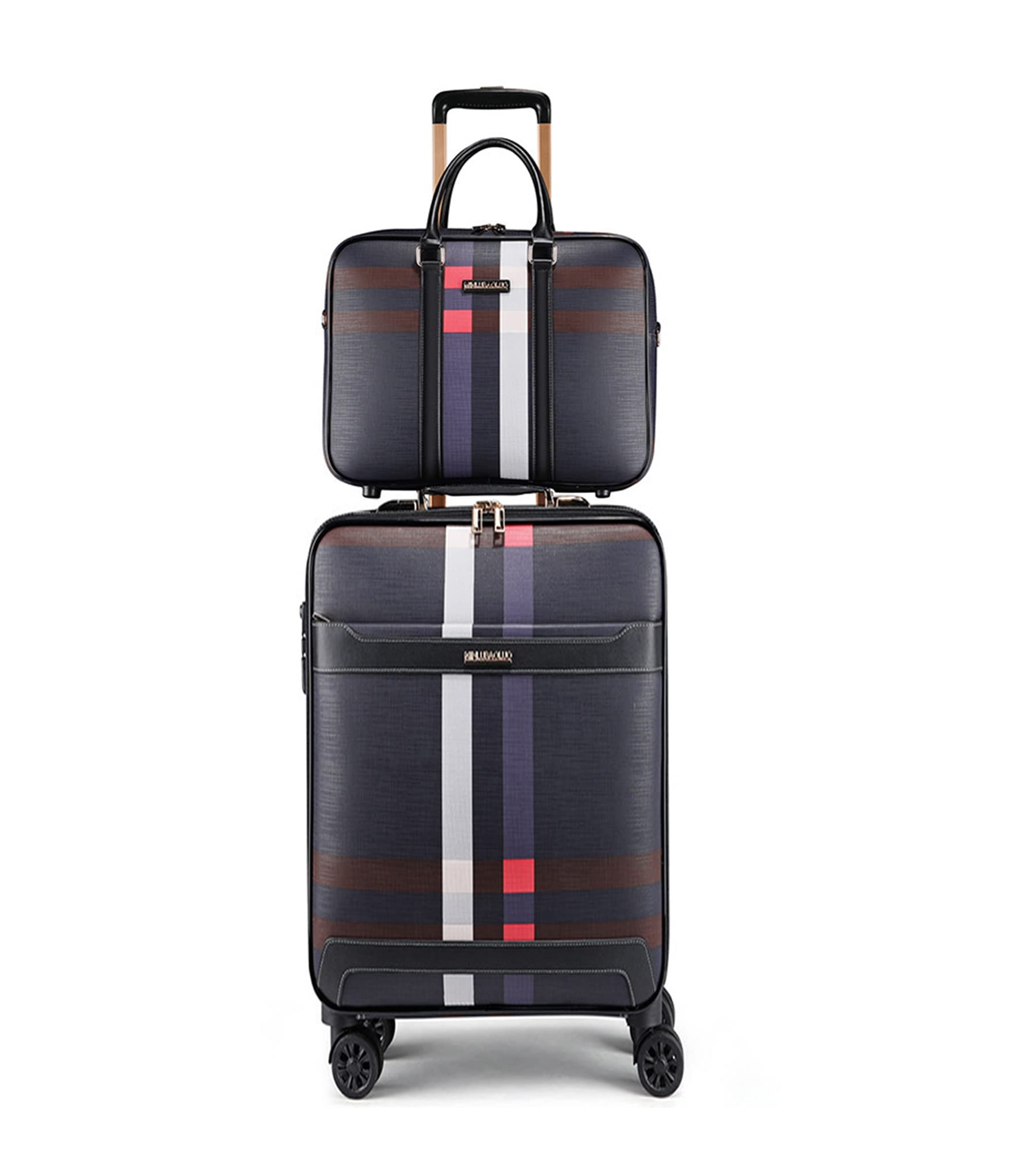 Feilario 2-Piece Leather Business Spinner Wheel Luggage Set - 36-55L Waterproof Carry-On Suitcase with TSA Lock | Perfect for Business Travel & Weekend Getaways