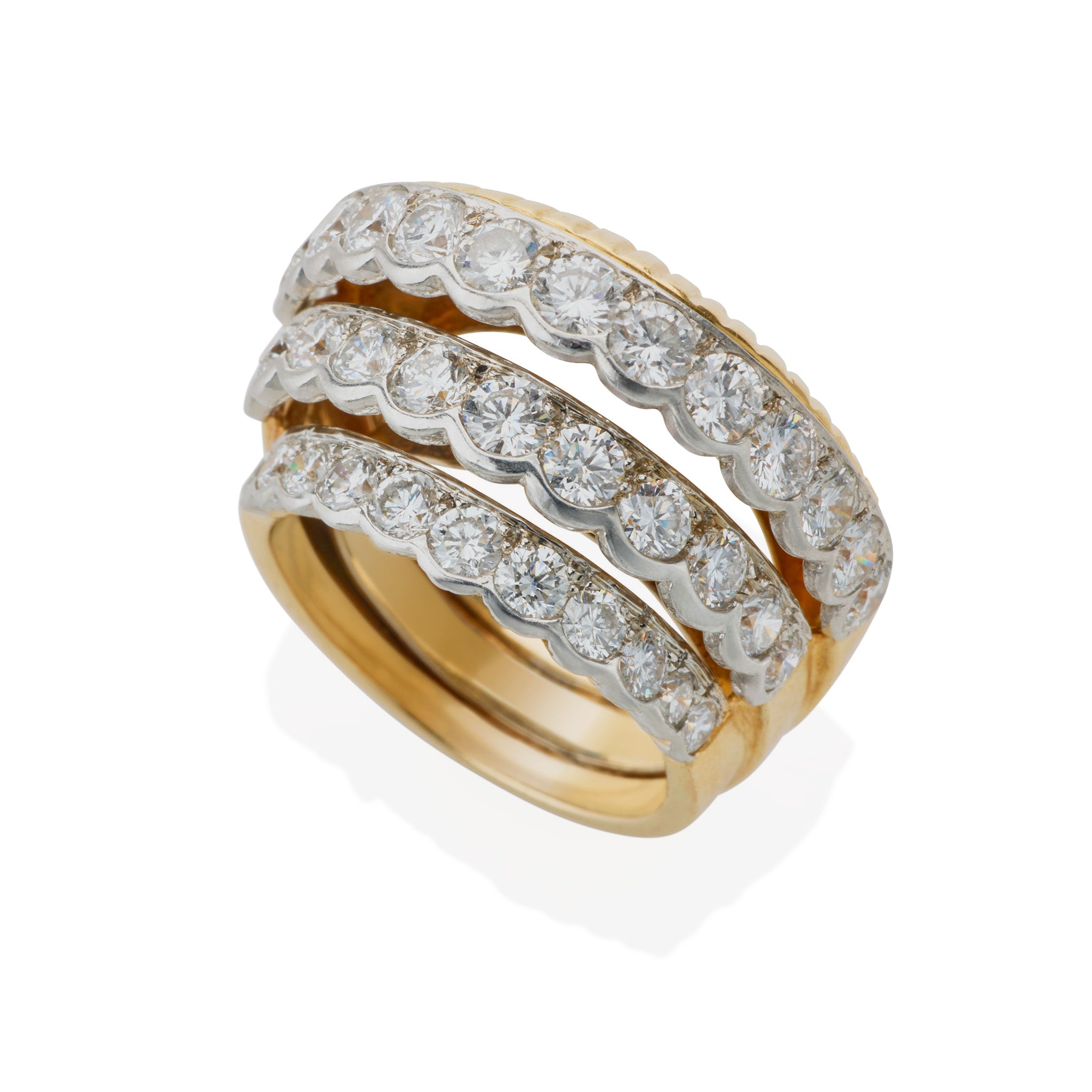 Cartier Stepped 18K Gold and Diamond Ring for Women - Luxury Wedding Band, Anniversary Gift & Engagement Jewelry - Perfect for Special Occasions, Date Nights & Formal Events
