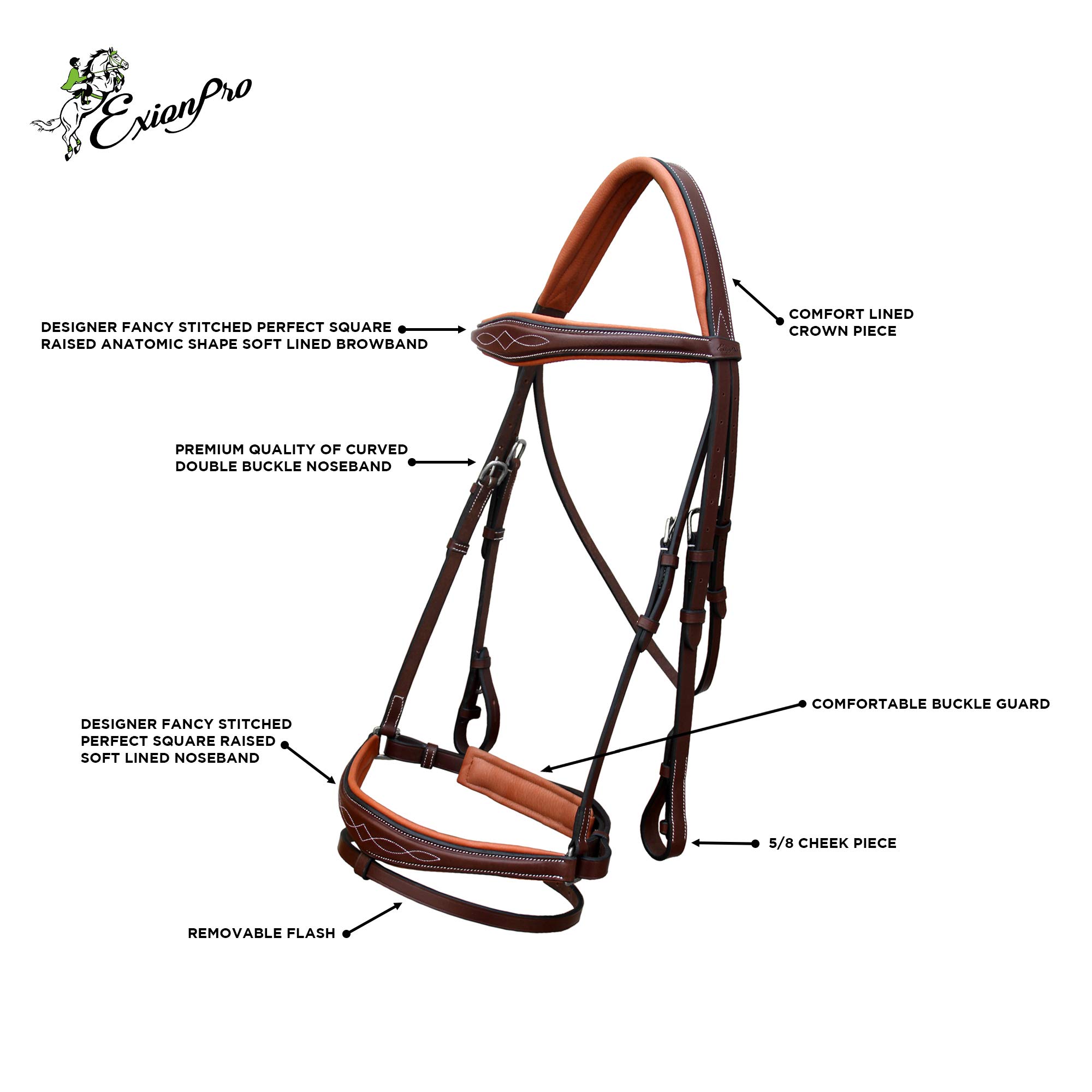 Premium Horse Dressage Bridle with Soft Padded Anatomic Crank Noseband & Reins - Comfortable Equestrian Training Gear for Dressage, Jumping & Show Riding
