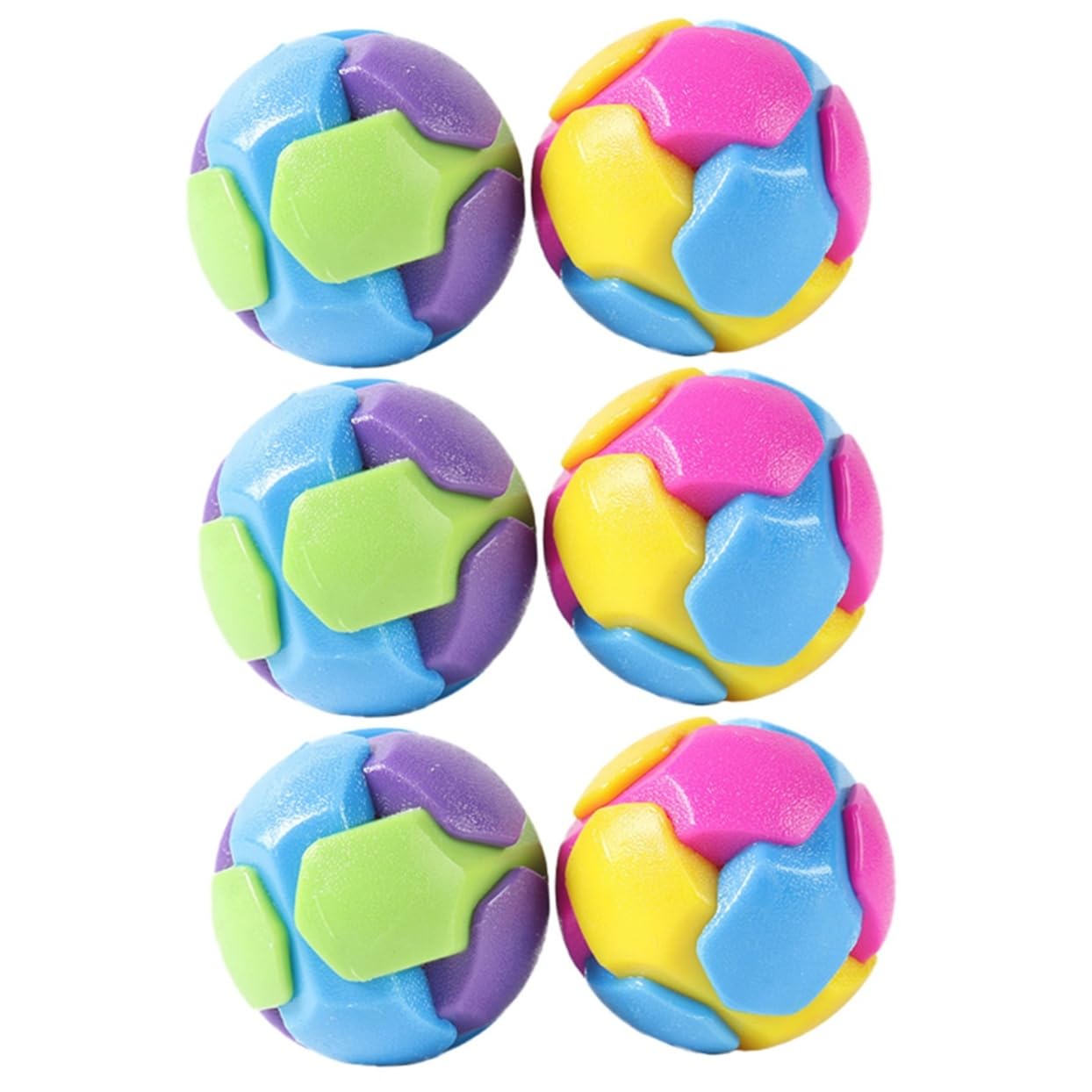 FRCOLOR 6 Pack Pet Teething Balls - Bouncy Squeaky Dog & Cat Chew Toys, Soft TPR Rubber Puppy Teether for Small & Large Breeds - Perfect for Teething Relief, Playtime & Dental Health