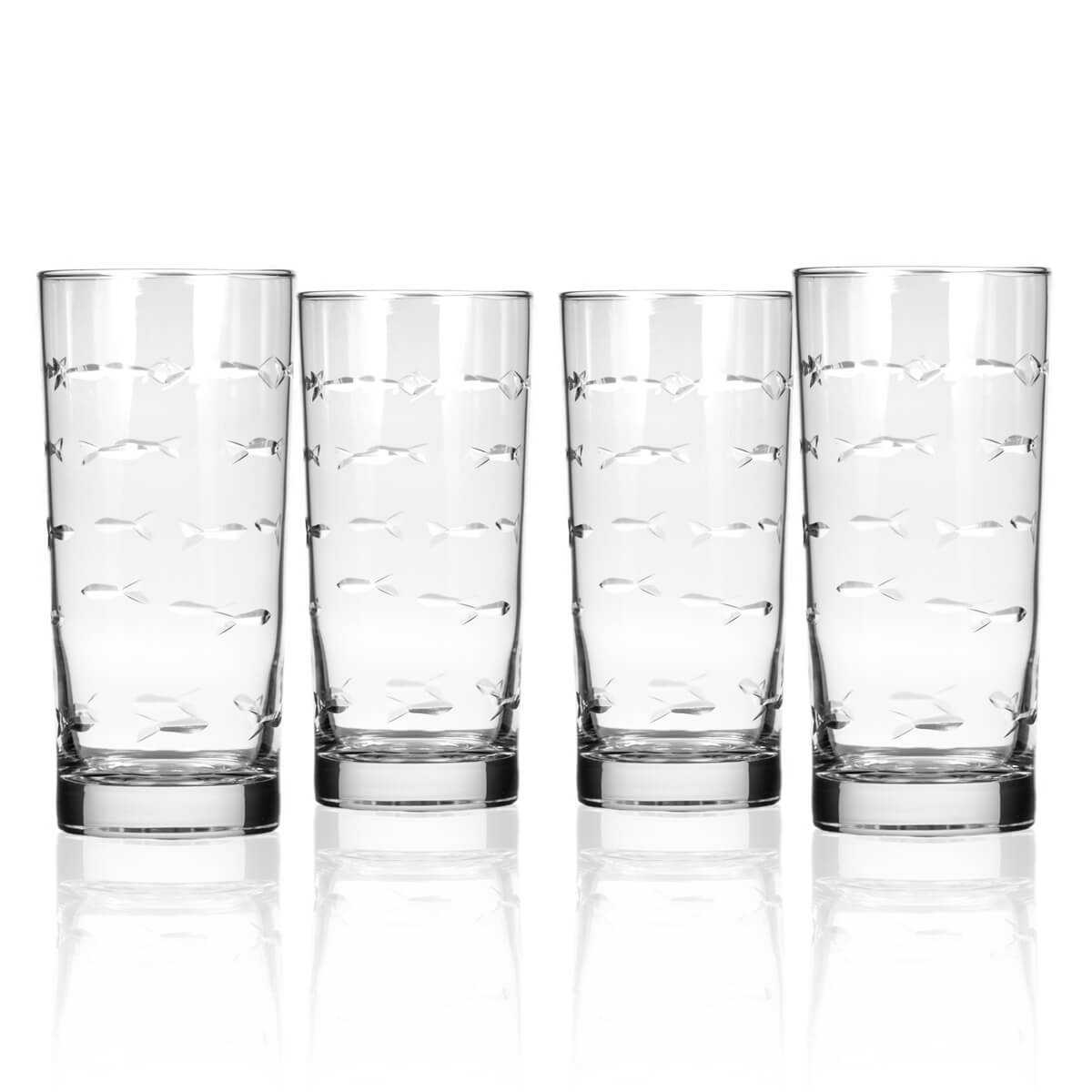 School of Fish 15oz Cooler Highball Glass Set - 12 Pack | Insulated Drinking Cups for Beer, Cocktails & Iced Beverages | Perfect for Parties, BBQs & Outdoor Gatherings