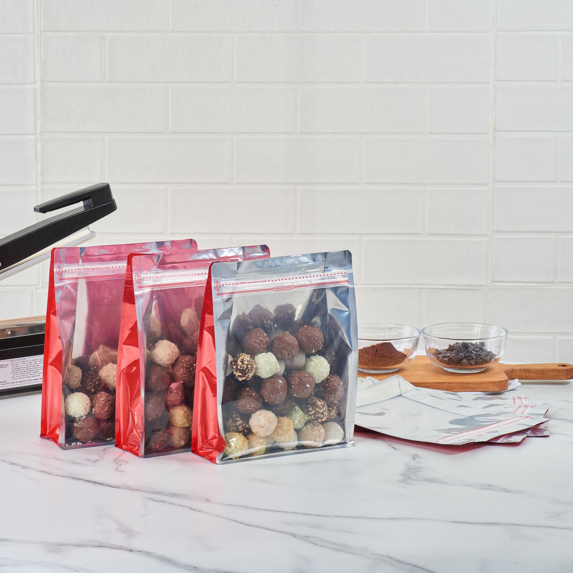 Premium Red Plastic Snack Bags - Large 9.5