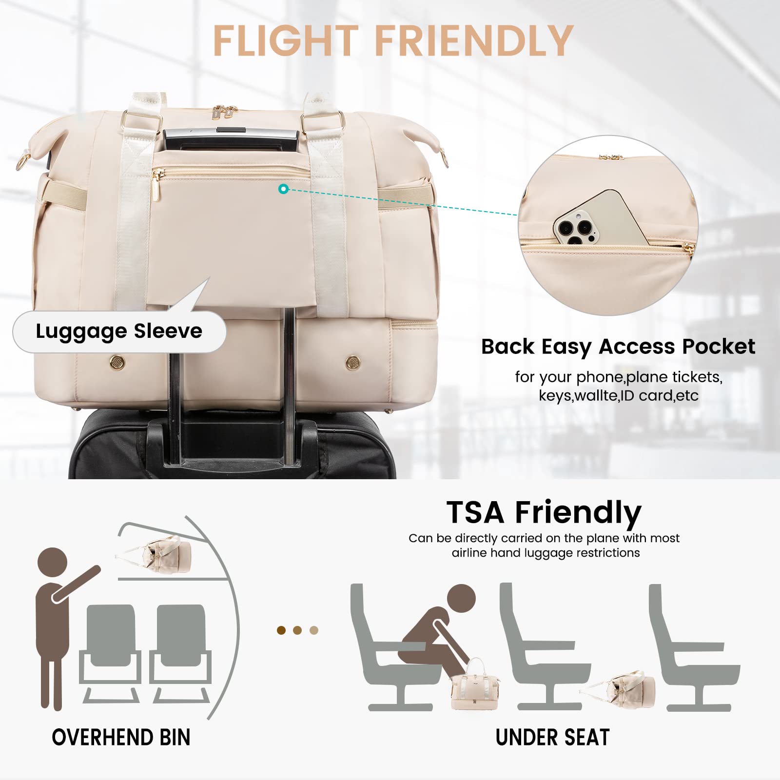 LOVEVOOK Women's Gym Bag with USB Charging Port - Large Travel Duffel Bag with Shoe Compartment & Toiletry Bag - Perfect for Workout, Weekend Trips, Hospital Labor & Delivery | Carry-On Overnight Bag for Women