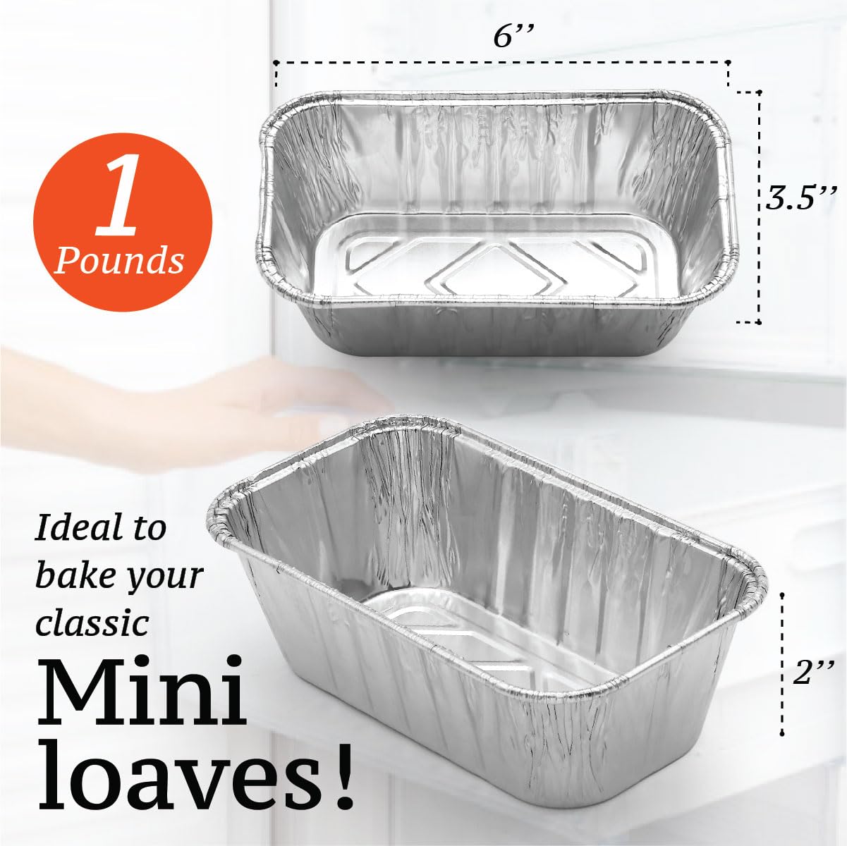 35-Pack 1 Lb Aluminum Foil Mini Loaf Pans - 6 x 3.5 x 2 Inches Disposable Baking Pans for Bread, Cakes & Meatloaf - Perfect for Home Baking, Meal Prep, Parties & Gifts - Heavy Duty Non-Stick Foil Bread Pans