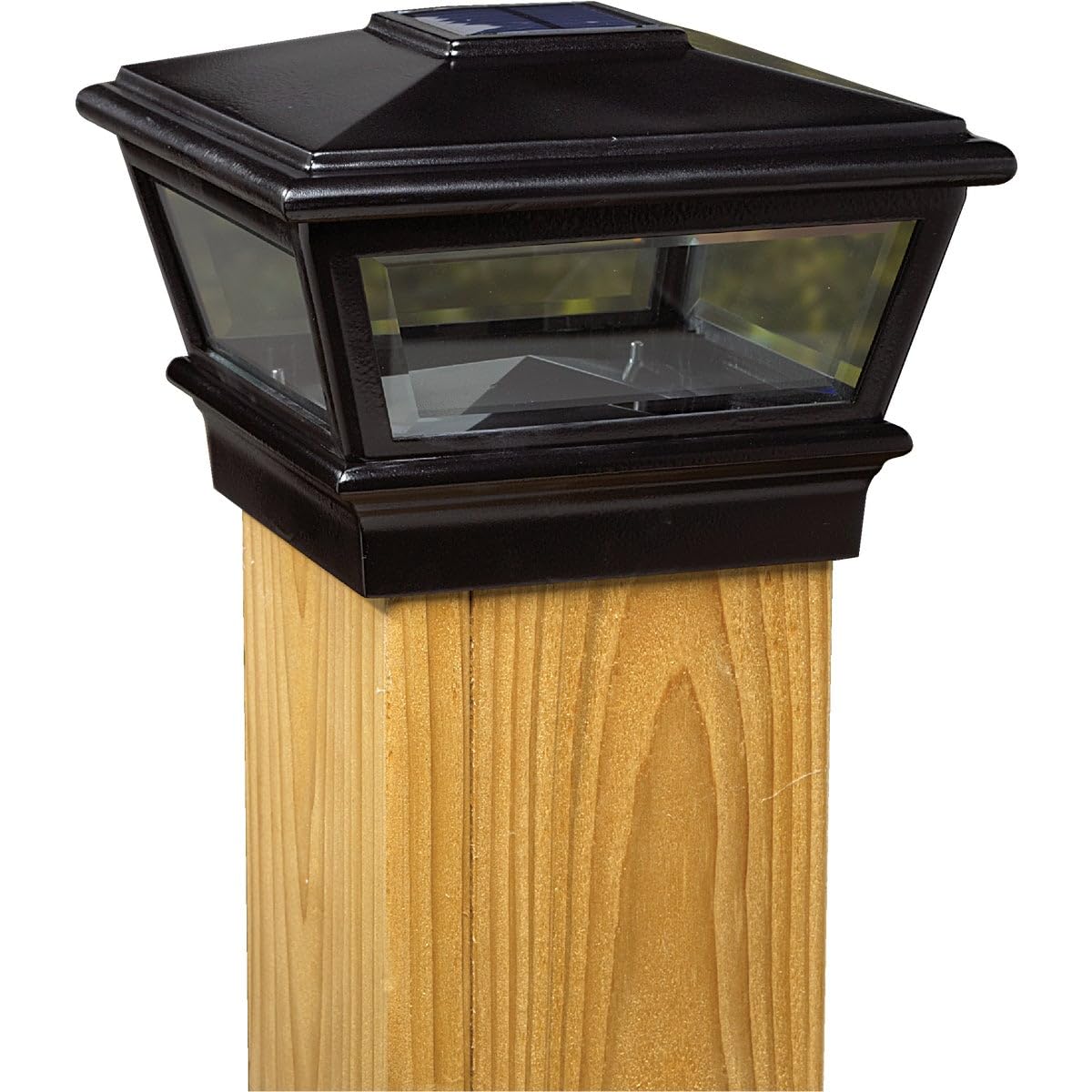 6x6 Black Solar Post Cap Light - Outdoor Solar Powered Fence Post Light for Garden, Deck, Pathway, and Driveway Lighting