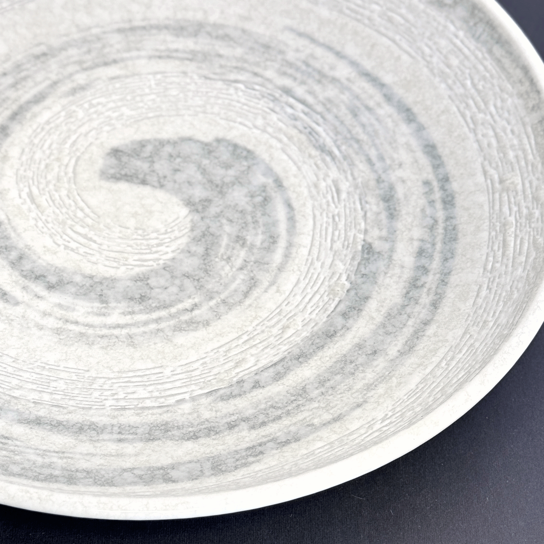 Snow White and Grey Swirl Porcelain Dinner Plate Set - 10 Inch Diameter, Elegant and Durable for Formal Dining, Parties, and Home Decor