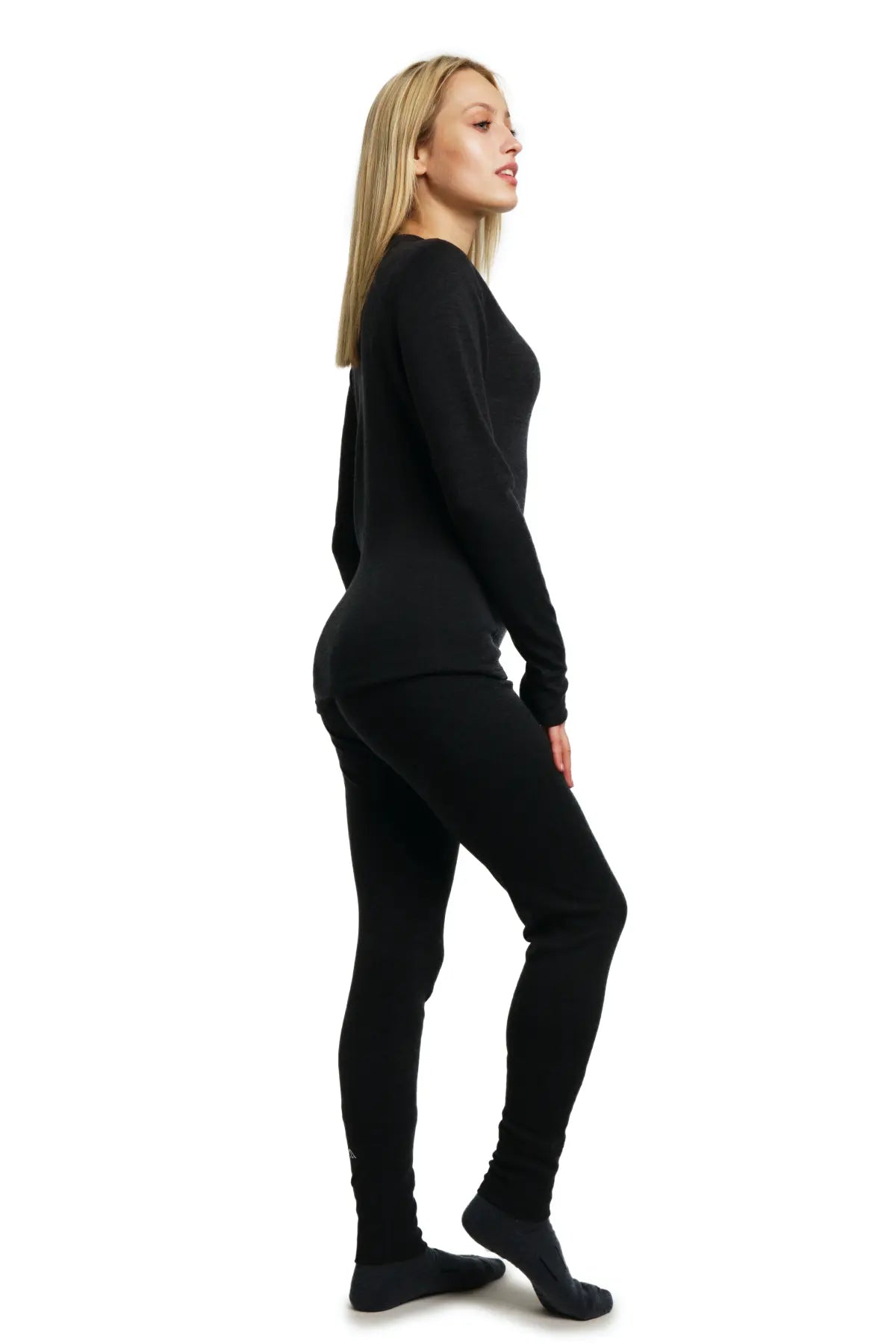 Women's Merino Wool Thermal Underwear Set - 250g Charcoal Grey - Base Layer for Hiking, Skiing & Winter Outdoor Activities