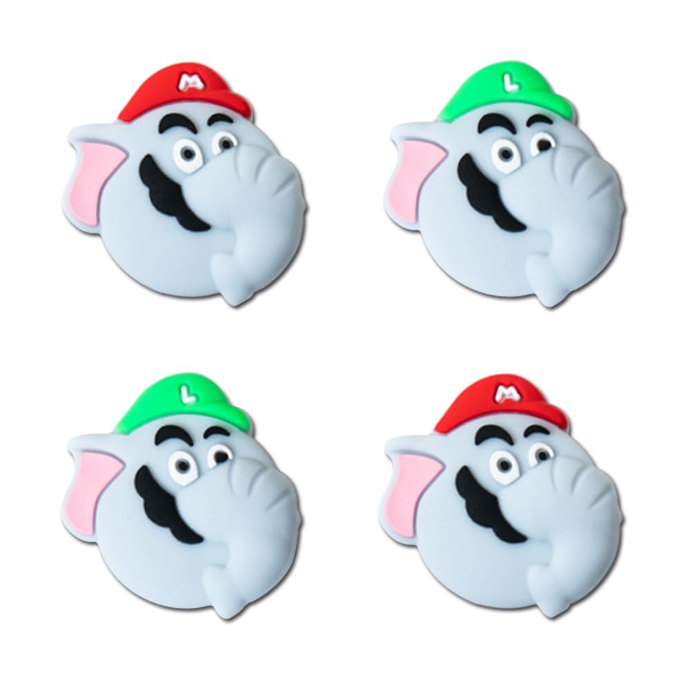 PERFECTSIGHT Elephant Switch Thumb Grip Caps - 4PCS Kawaii Silicone Joystick Covers for Nintendo Switch OLED/Switch Lite - 3D Skin Analog Stick Button Protectors for Joy-Con Controllers - Perfect for Mario Fans & Gaming Enthusiasts - Great for Enhanced Grip and Comfort During Long Gaming Sessions