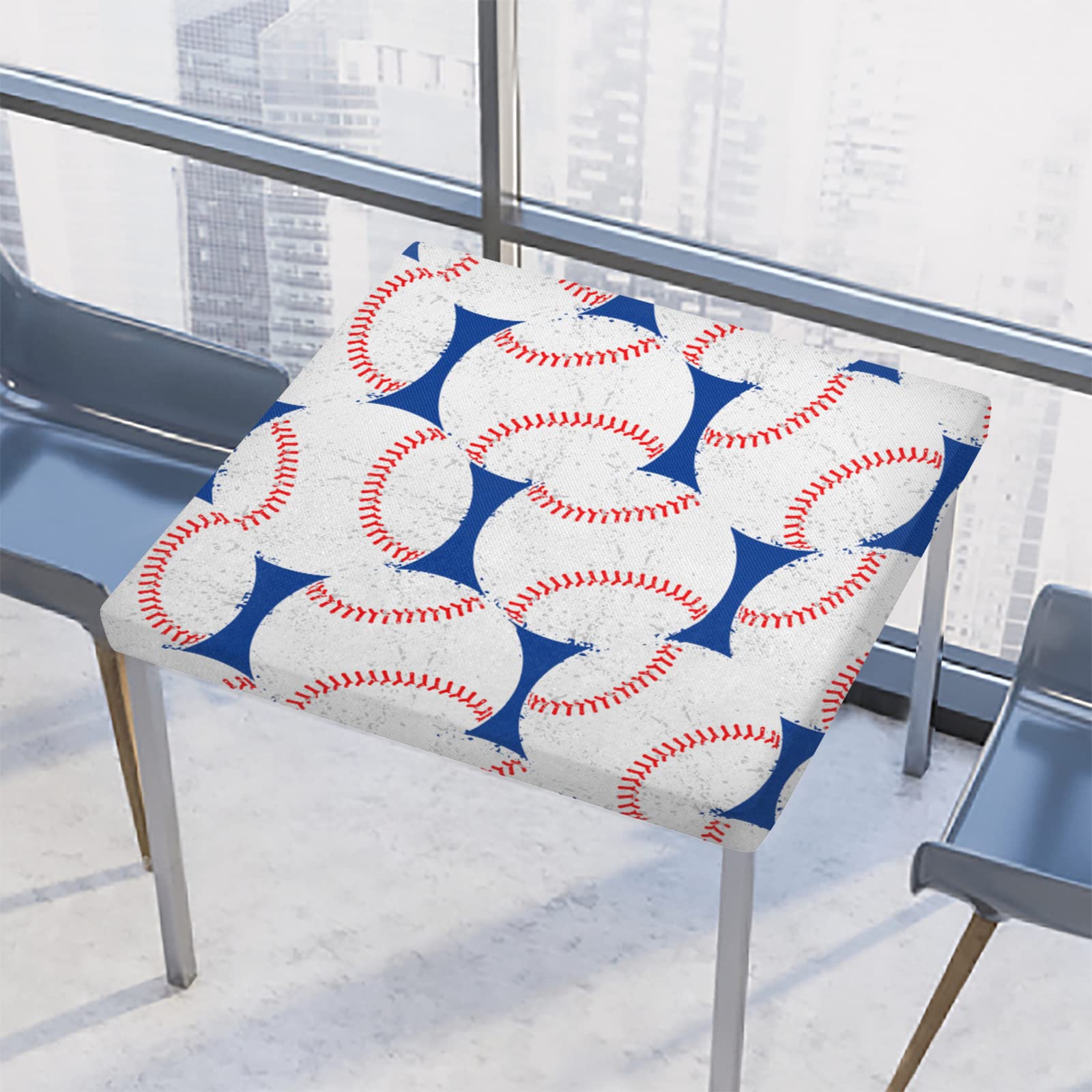Baseball Game Theme Fitted Tablecloth - 46x46 Inch Waterproof & Wipeable Square Table Cover with Elastic Edge for Dining, Kitchen, Party - Perfect for Indoor, Outdoor & Patio Tables | Great for Sports-Themed Events, BBQs & Game Day Gatherings