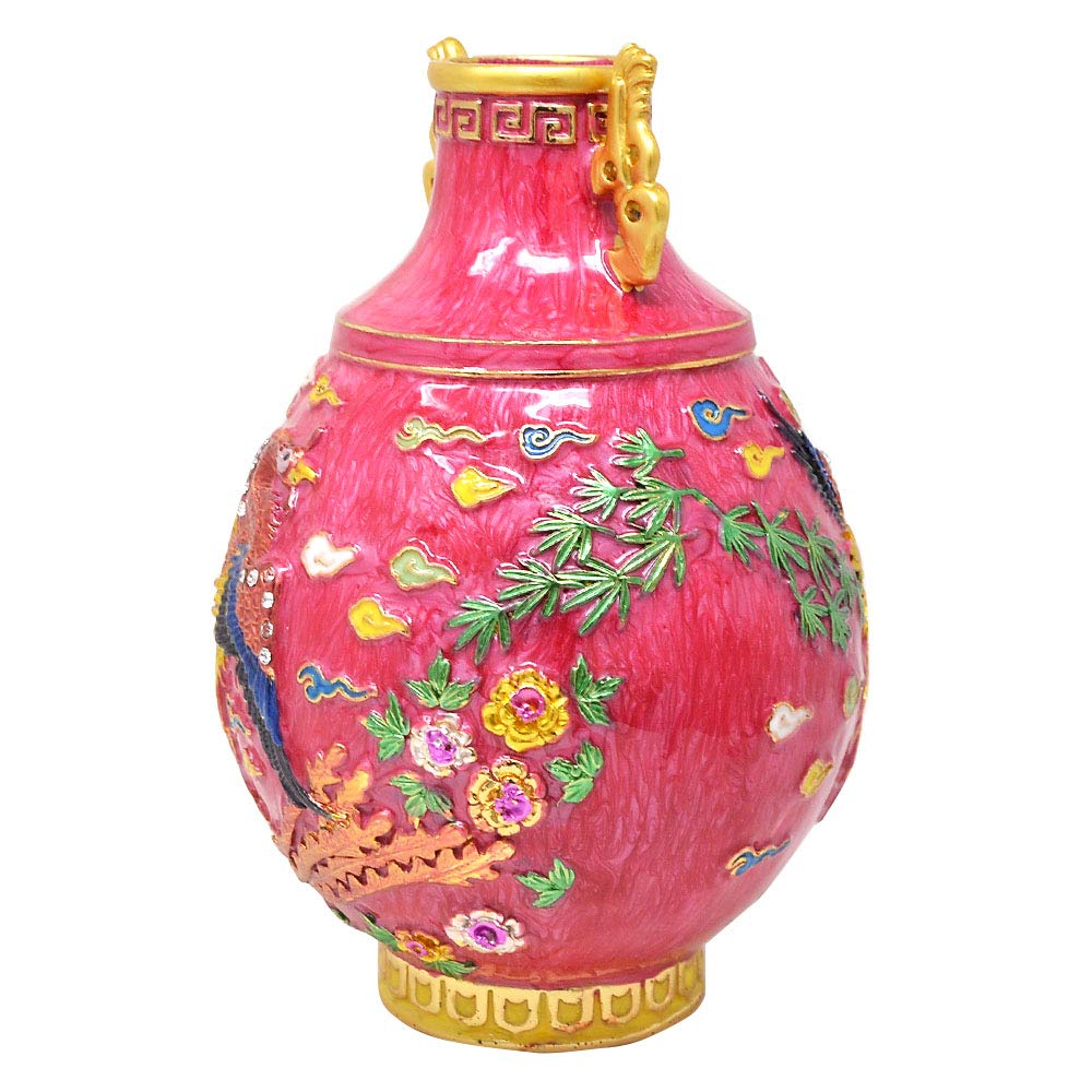 Feng Shui Crimson Phoenix Vase W4155 - Elegant Home Decor for Wealth & Harmony | Perfect for Living Room, Office & Gift Giving