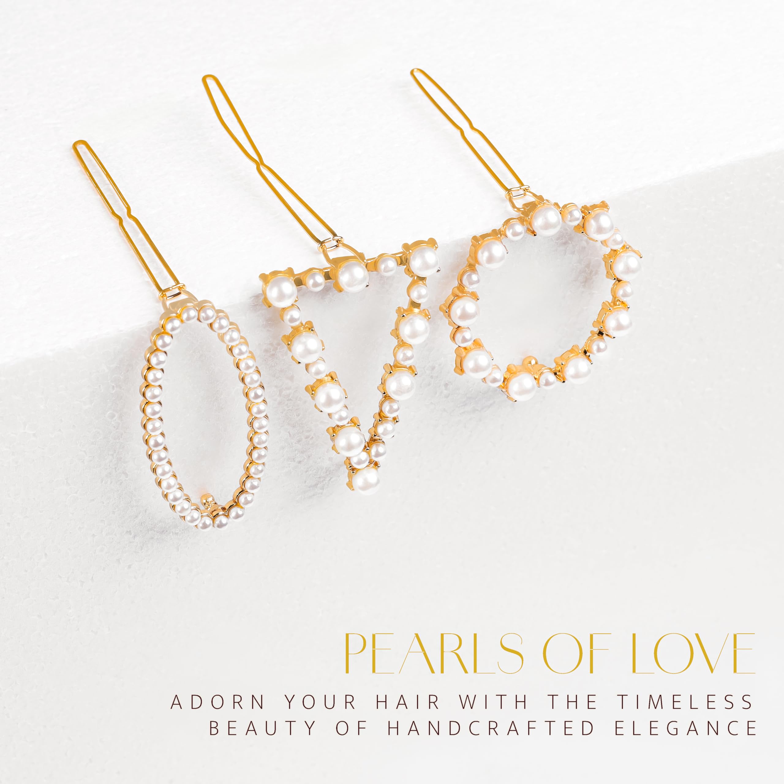 HOMEMATES 6 Pcs Pearl Hair Clips for Women - Rhinestone Crystal Letter Hair Pins for Girls & Women, Golden Crystal Hair Clips, Elegant Hair Accessories for Parties, Weddings & Daily Wear