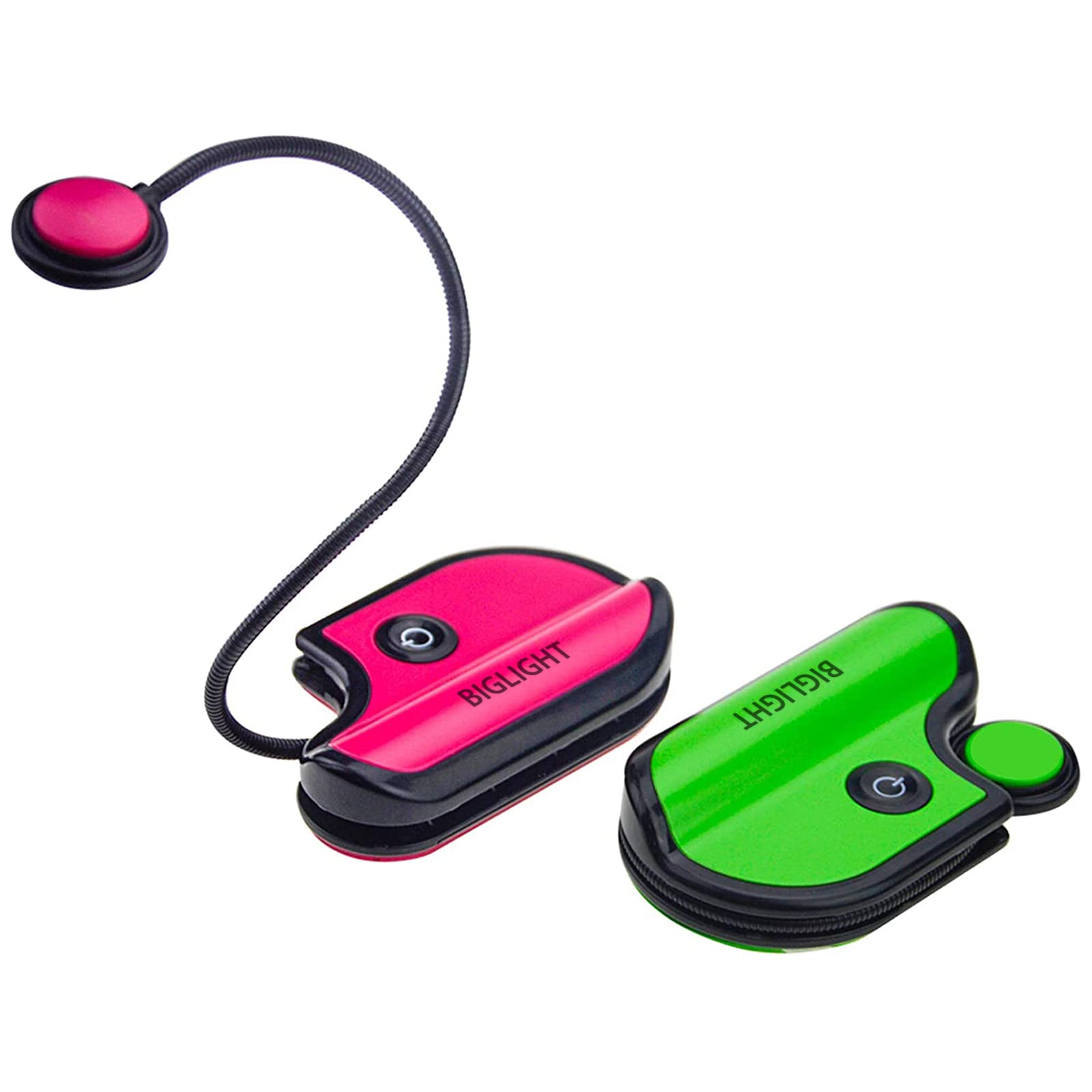 BIGLIGHT LED Book Light for Reading in Bed - 2 Pack Adjustable Brightness Clip-On Reading Lamp, Battery Operated Night Light for Kids & Adults - Perfect for Bedtime Stories, Studying, or Travel Reading