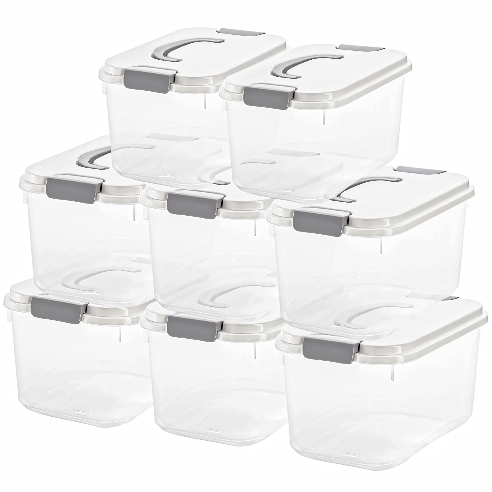 Elsjoy 8-Pack 5.5 Quart Clear Plastic Storage Bins with Lids - Stackable Organizing Containers for Snacks, Cosmetics, Toys & Home Organization - Perfect for Pantry, Bathroom, Office & Kids Room Storage