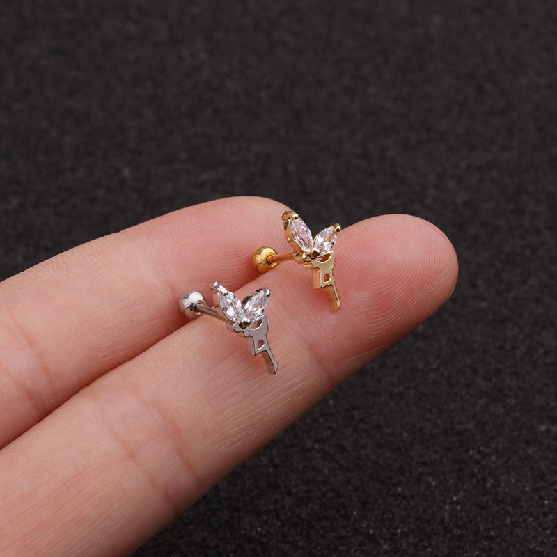 20G Cartilage Tiny Stud Earrings, Half Butterfly Stud Earrings for Women | HSPJ1947 | Perfect for Daily Wear, Parties & Gifts