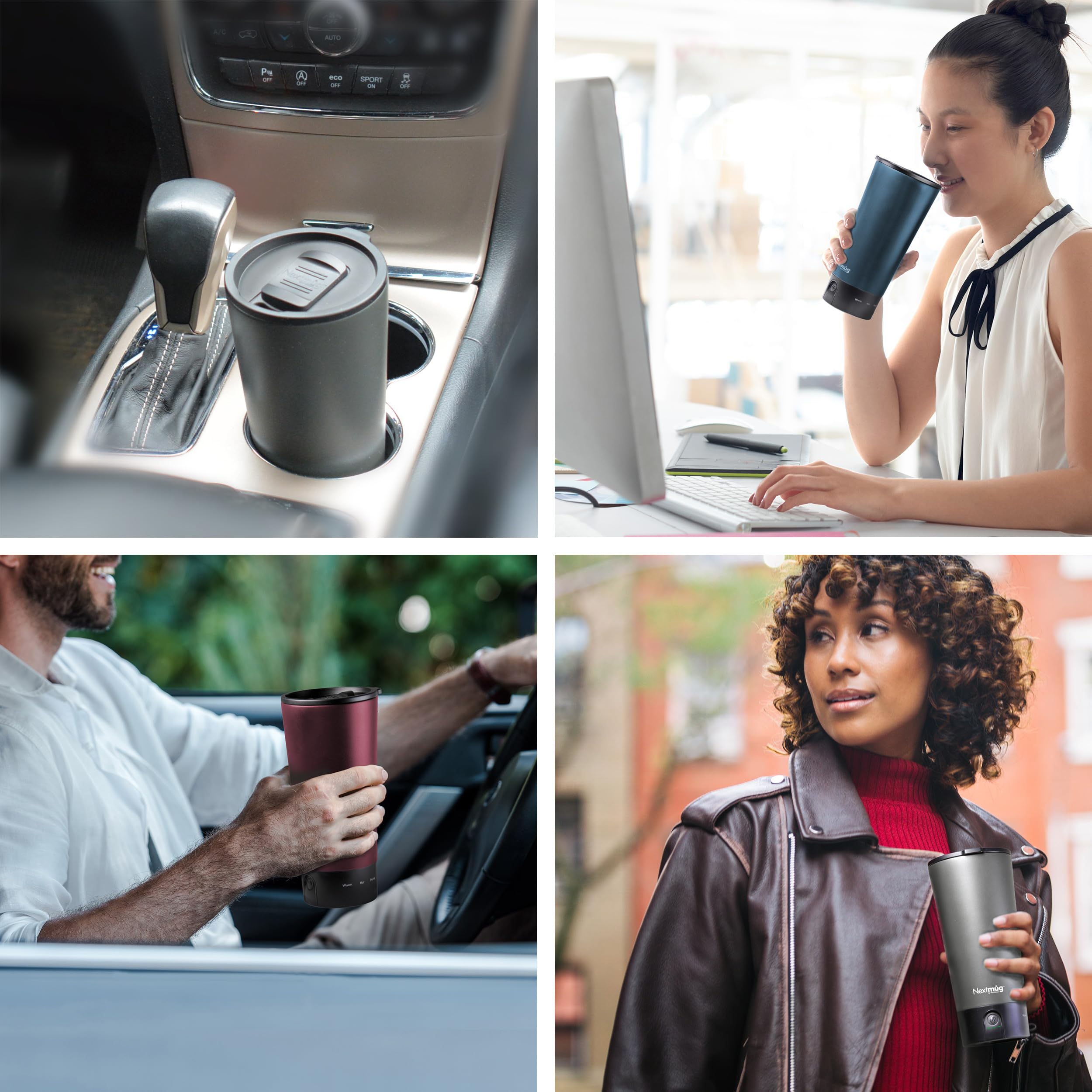 Nextmug Go - 16oz Smart Self-Heating Travel Mug with Temperature Control - Graphite Color - Perfect for Coffee, Tea & Hot Drinks On The Go, Commuting, Office & Outdoor Adventures