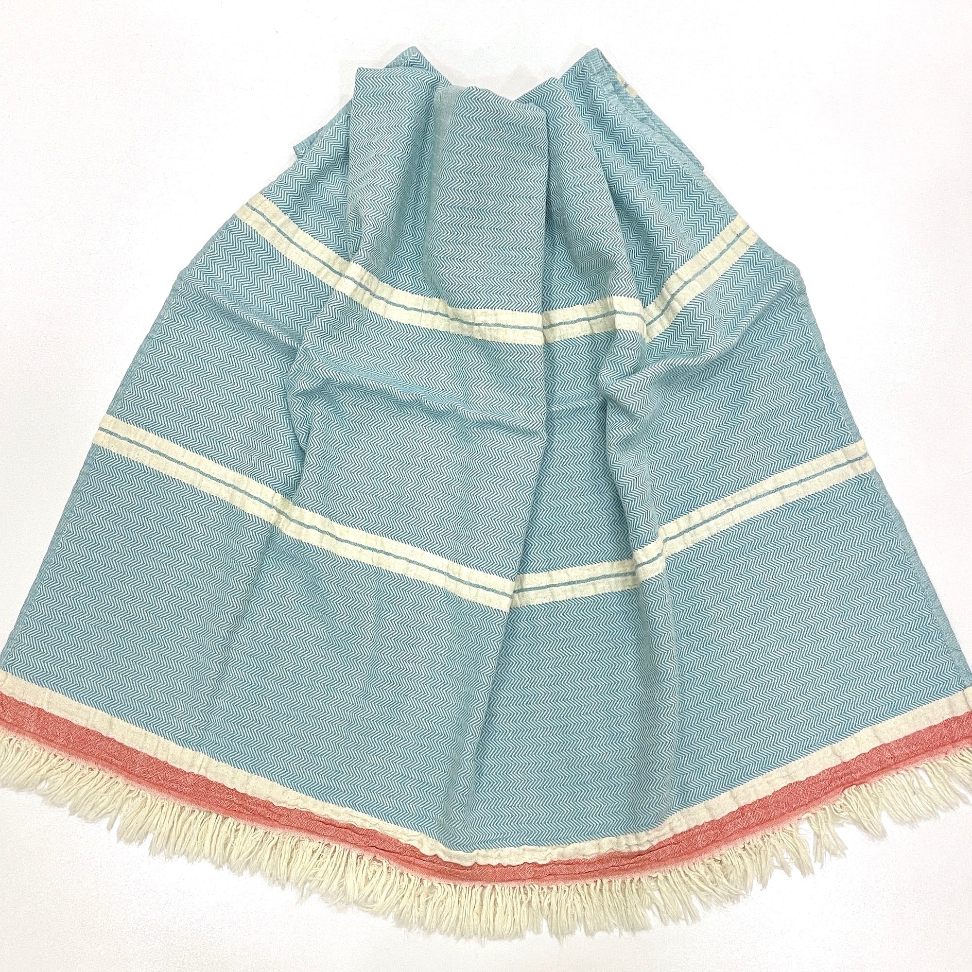 Premium Turkish Cotton Chevron Blue Beach Towel - Soft, Absorbent & Quick-Drying for Pool, Spa & Travel
