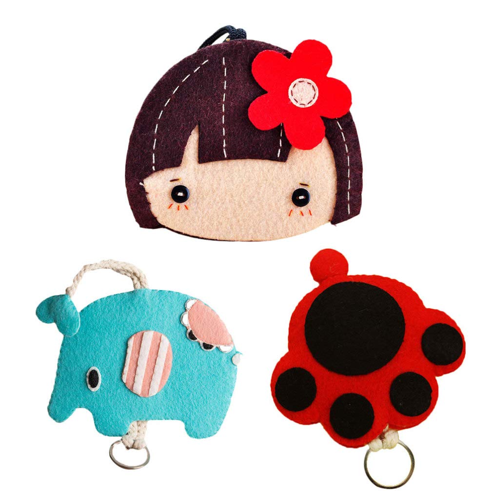 Exceart 3-Piece DIY Nonwoven Fabric Handbag Kit for Kids - Tote Bags with Keychains, Craft Materials for Kindergarten, Interactive Toys & Accessories - Perfect for School Projects, Birthday Gifts & Creative Play