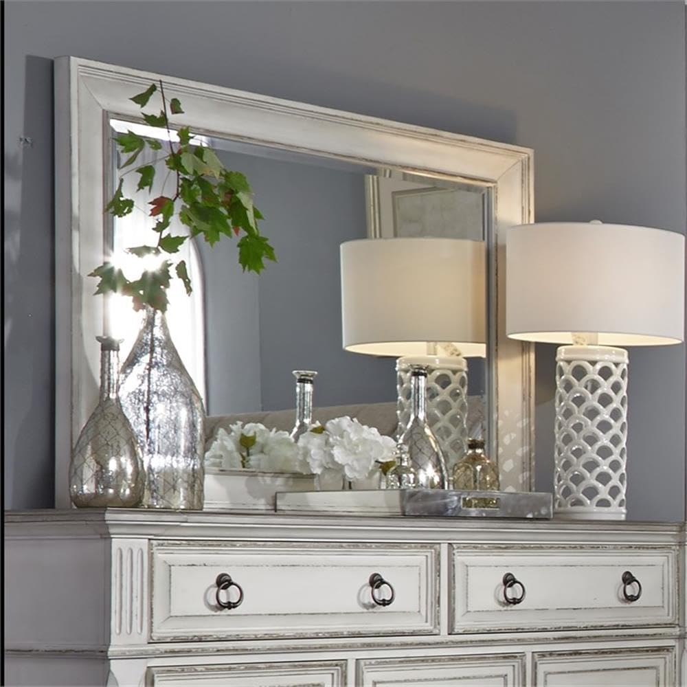 Liberty Furniture Abbey Park White Mirror - Elegant Full-Length Wall Mirror for Bedroom, Living Room & Entryway Decor