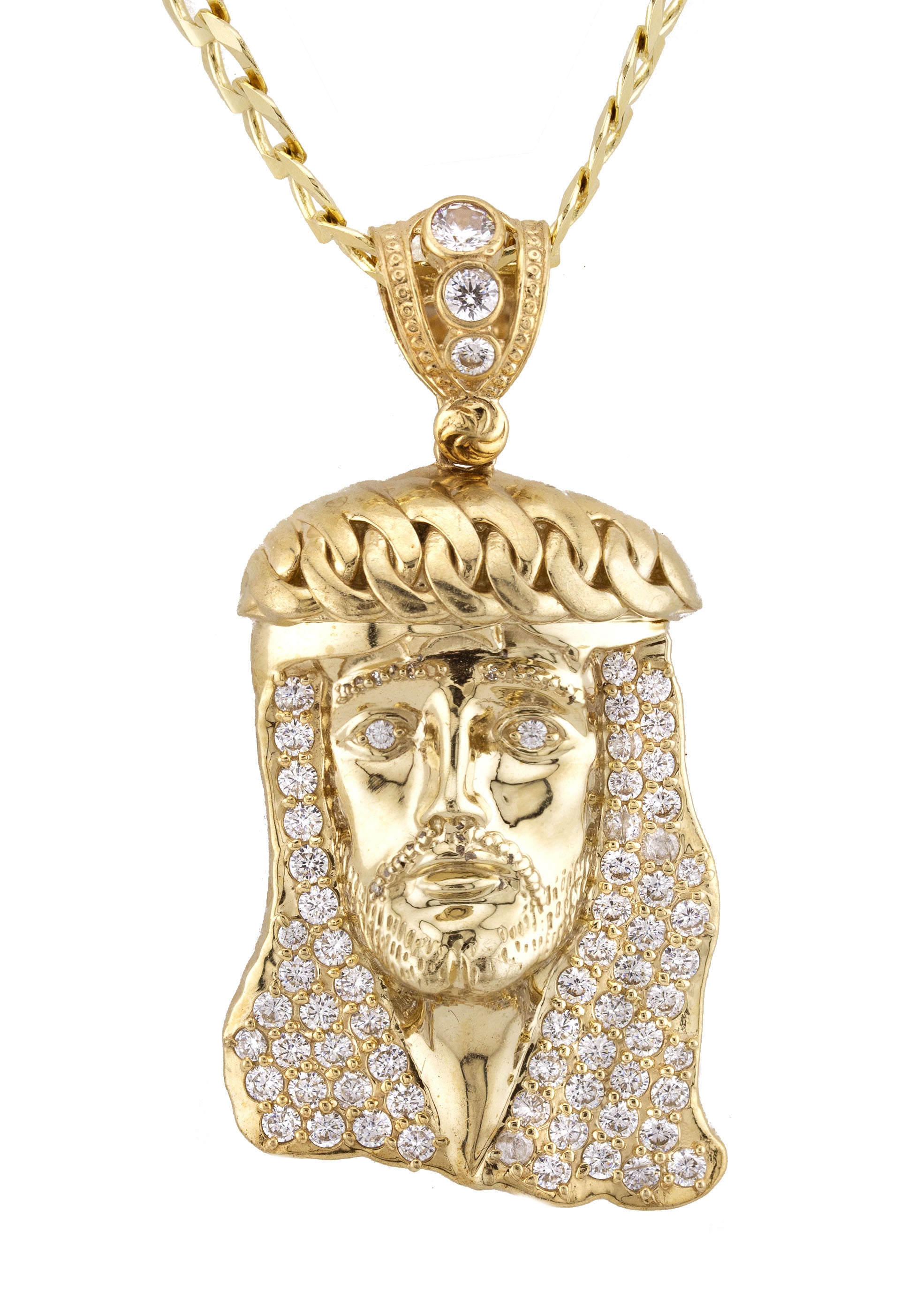 10K Yellow Gold Jesus Head Necklace for Men & Women - Small 9g & Large 30g - Religious Jewelry Gift for Baptism, Confirmation & Daily Wear