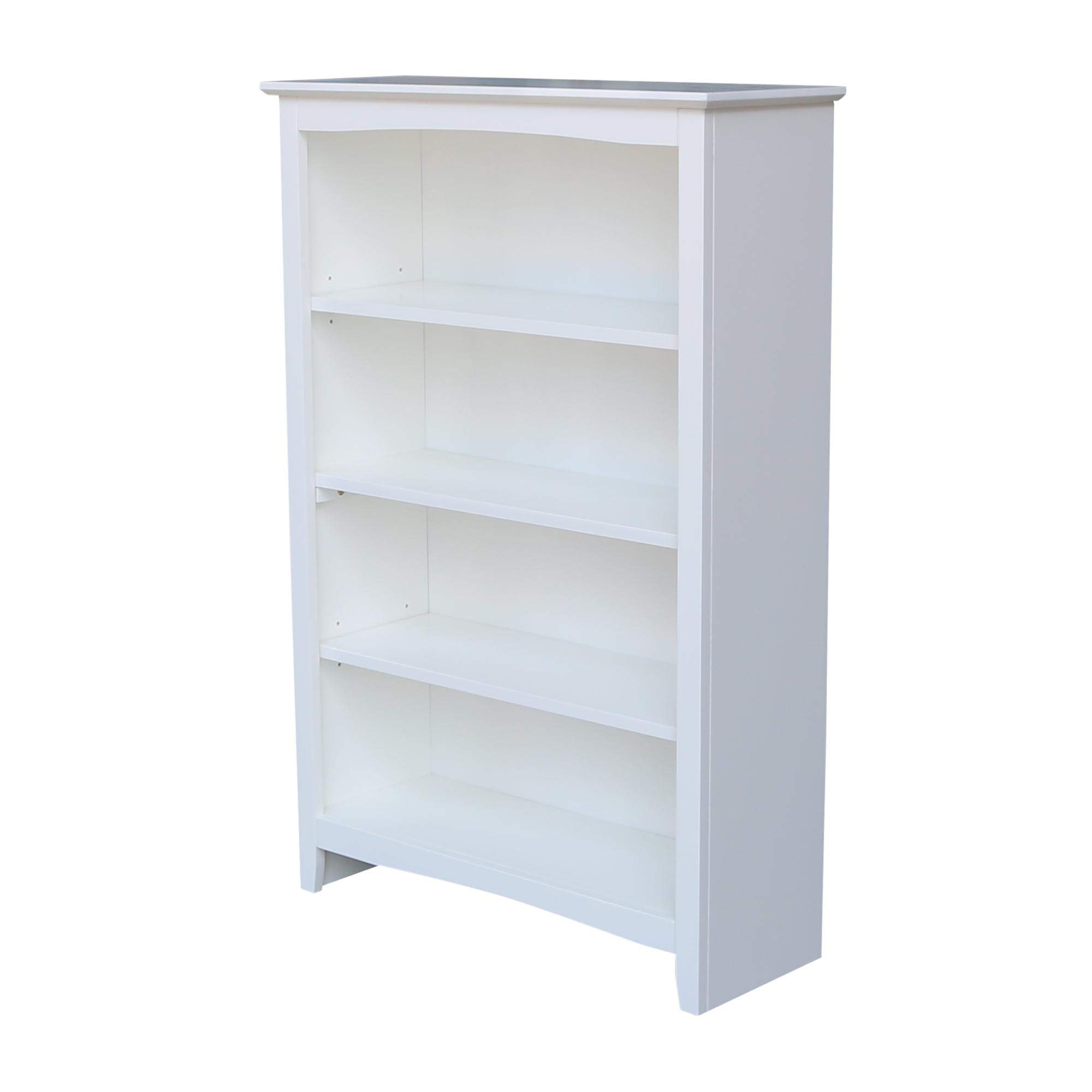 International Concepts 4-Shelf Shaker Bookcase - 48 Inch Height White Wooden Bookcase for Living Room, Office, or Library Storage