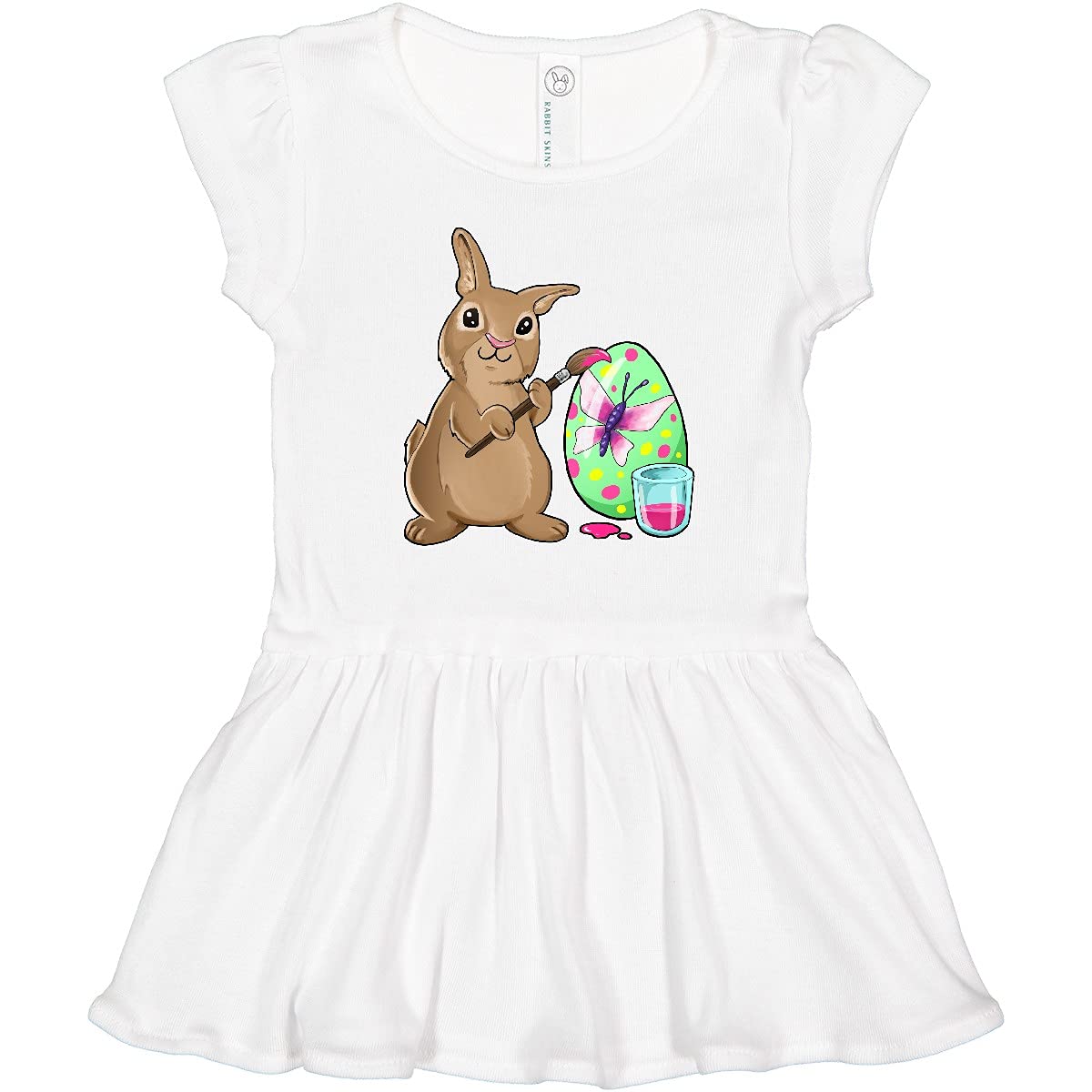 Inktastic Adorable Brown Easter Bunny Painting Egg Toddler Dress - Perfect for Easter Outfits, Spring Photoshoots & Toddler Holiday Celebrations