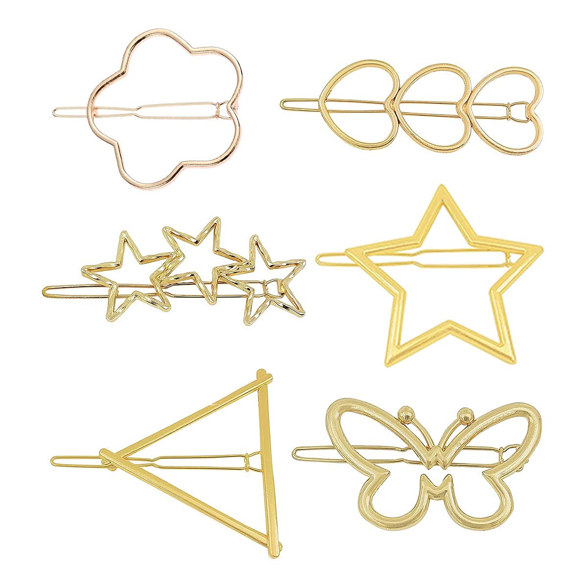 6-Piece Minimalist Geometric Round Metal Hair Clips - Hollow Alloy Hairpins & Barrettes for Women & Girls | Perfect for Updos, Ponytails & Everyday Styling