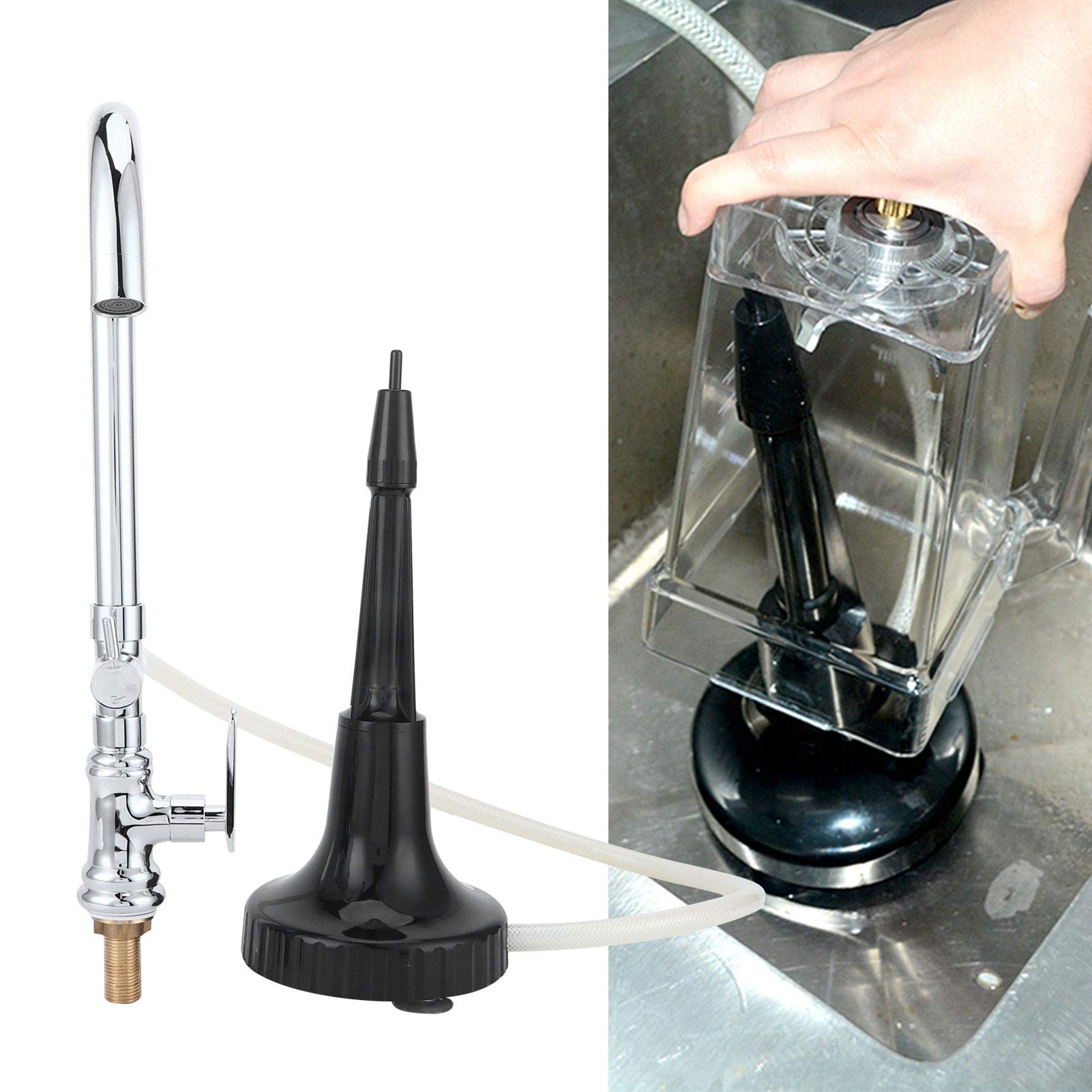 Glass Bar Tea Cup Pitcher Rinser Washer - G 1/2 Pointed Cup Cleaner for Glass Blenders | Professional Bar & Coffee Shop Cleaning Equipment | Perfect for Washing Tea Cups, Pitchers & Blender Jars