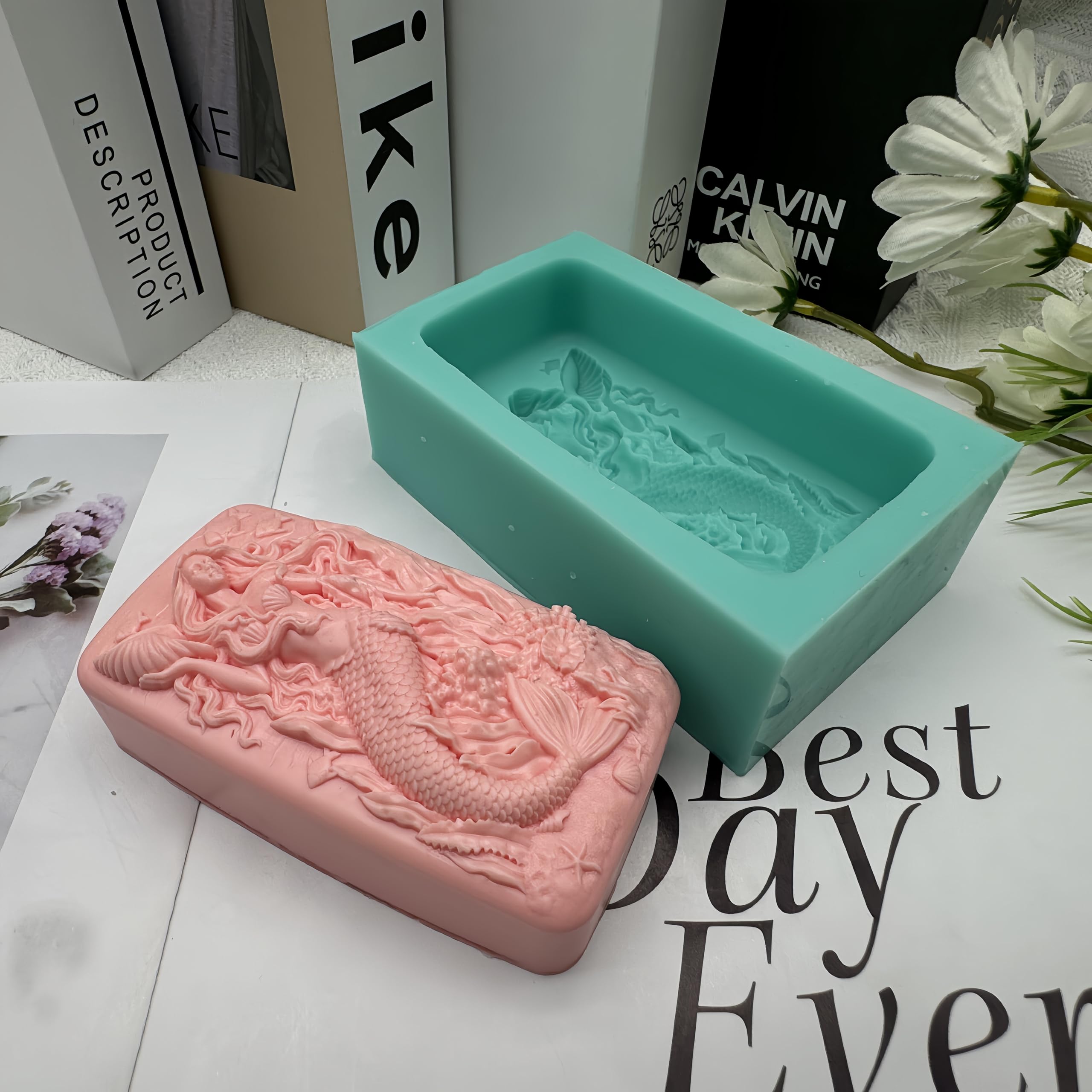 Premium Silicone Mermaid & Fish Soap Molds - DIY Handmade Soap, Lotion Bars, Bath Bombs & Resin Art Craft Molds - Perfect for Spa Gifts, Home Decor & Kids Crafts