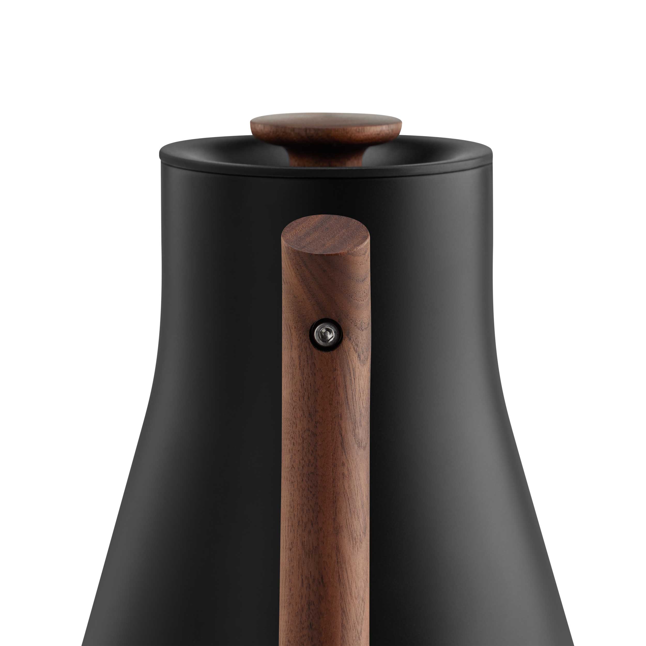 Fellow Corvo EKG Pro Electric Gooseneck Kettle - Matte Black with Walnut Handle - Perfect for Pour Over Coffee, Tea Brewing & Home Kitchen Use