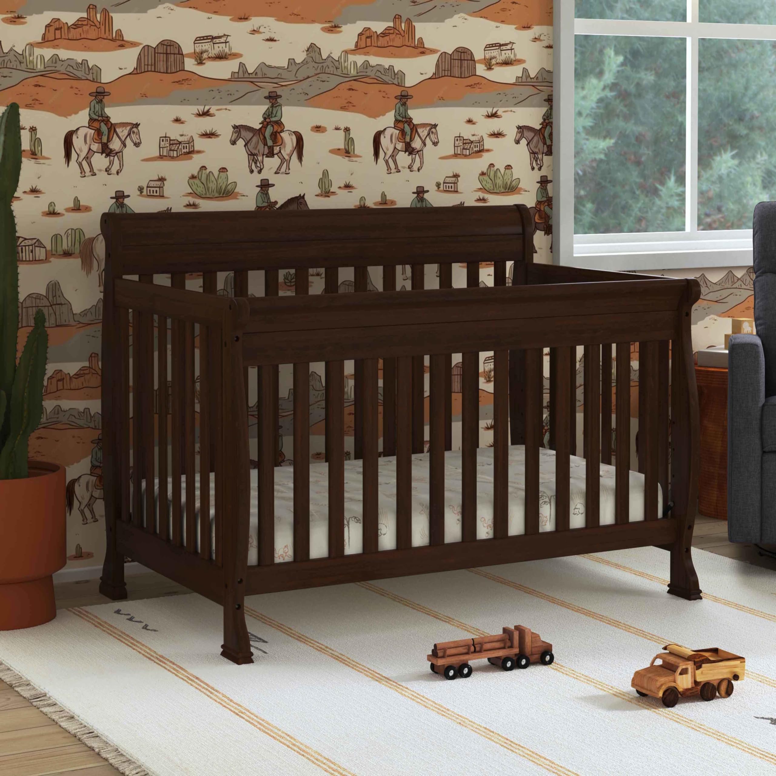 DaVinci Kalani 4-in-1 Convertible Crib - Toddler Bed & Full Bed - GREENGUARD Gold Certified - Safe Nursery for Baby