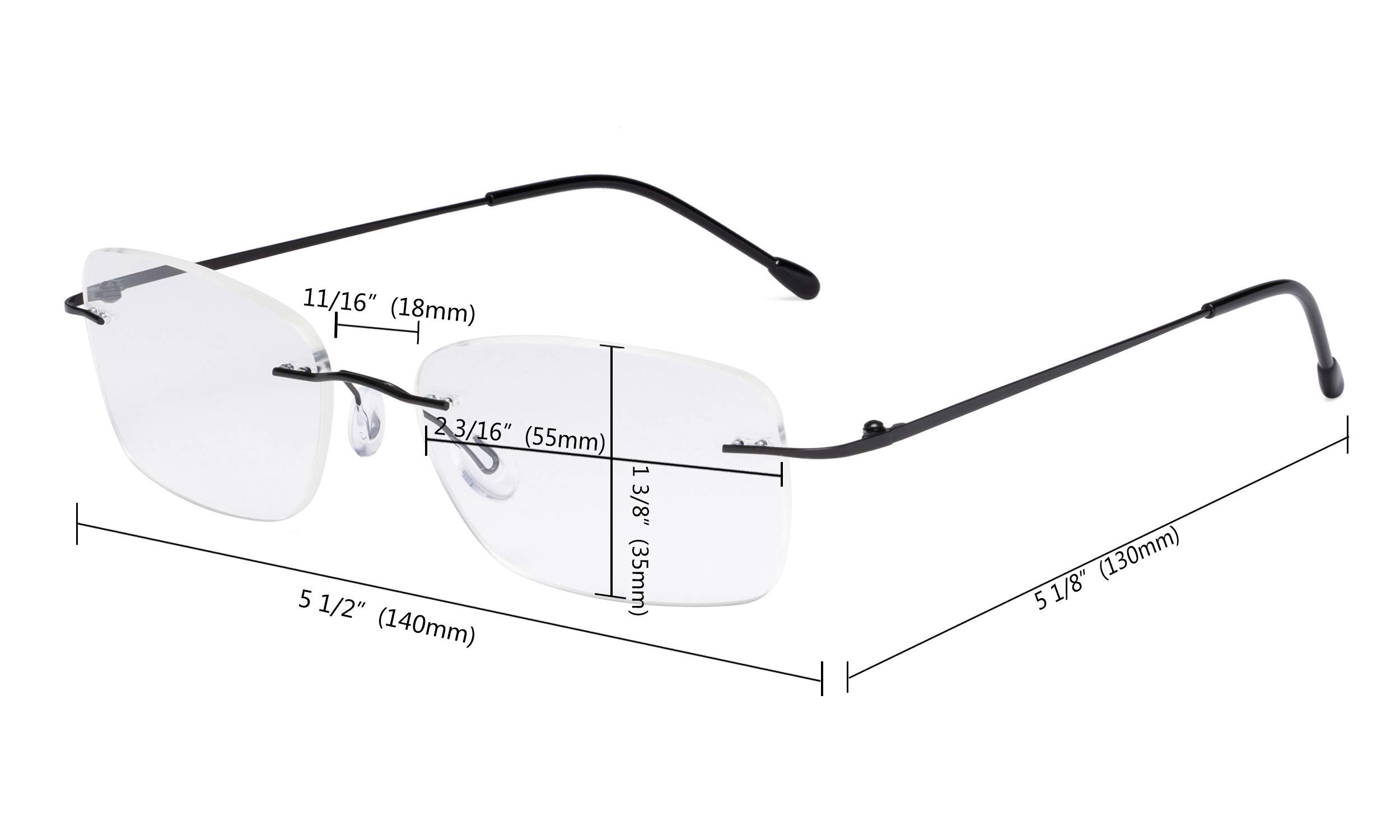 CessBlu Rimless Reading Glasses - Lightweight Blue Light Blocking Computer Glasses for Women & Men - Perfect for Office Work, Reading, and Screen Time