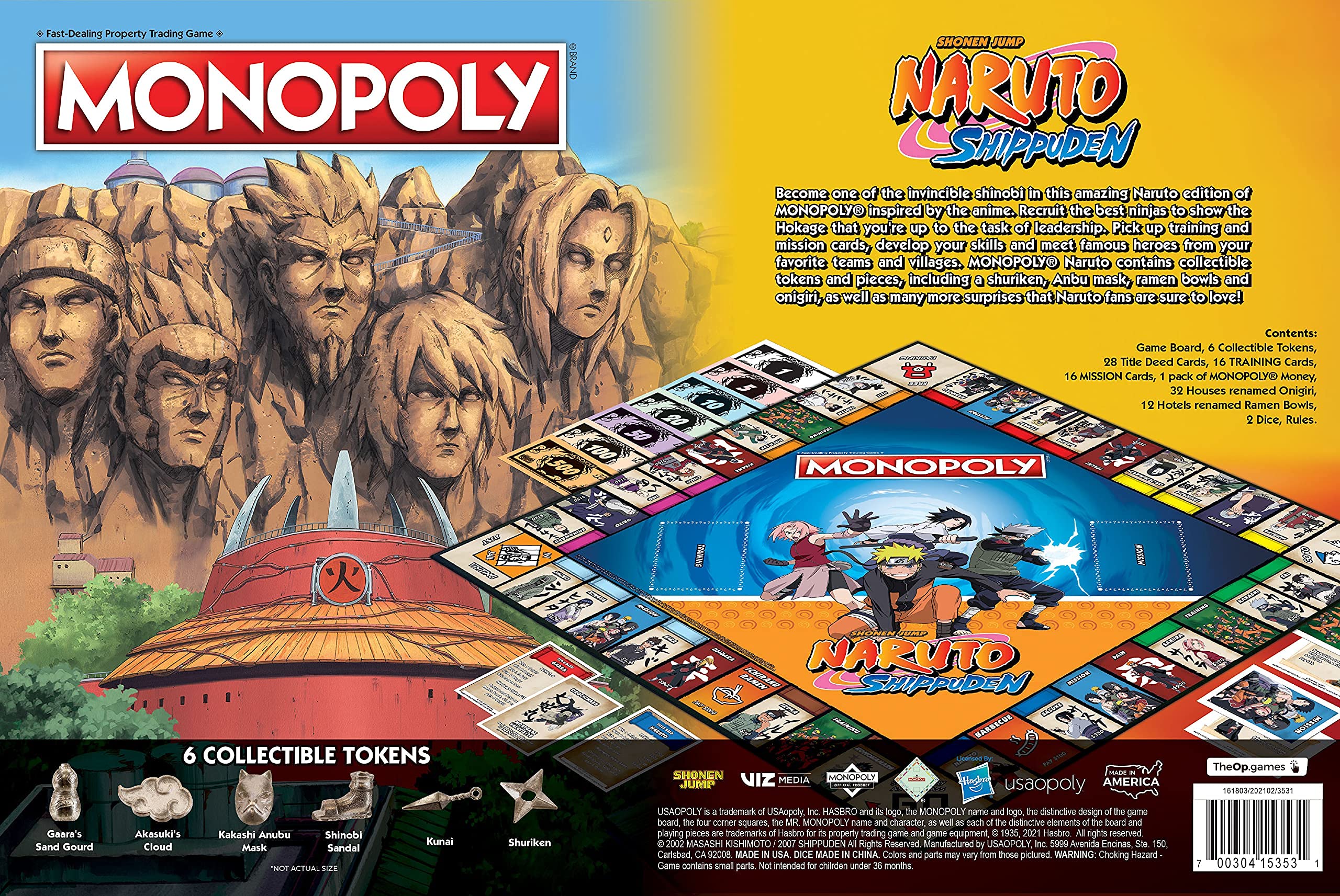 Naruto Monopoly Board Game by USAOPOLY | Collectible Edition Featuring Iconic Locations & Scenes from Popular Japanese Manga Anime | Perfect for Anime Fans, Family Game Nights & Birthday Gifts
