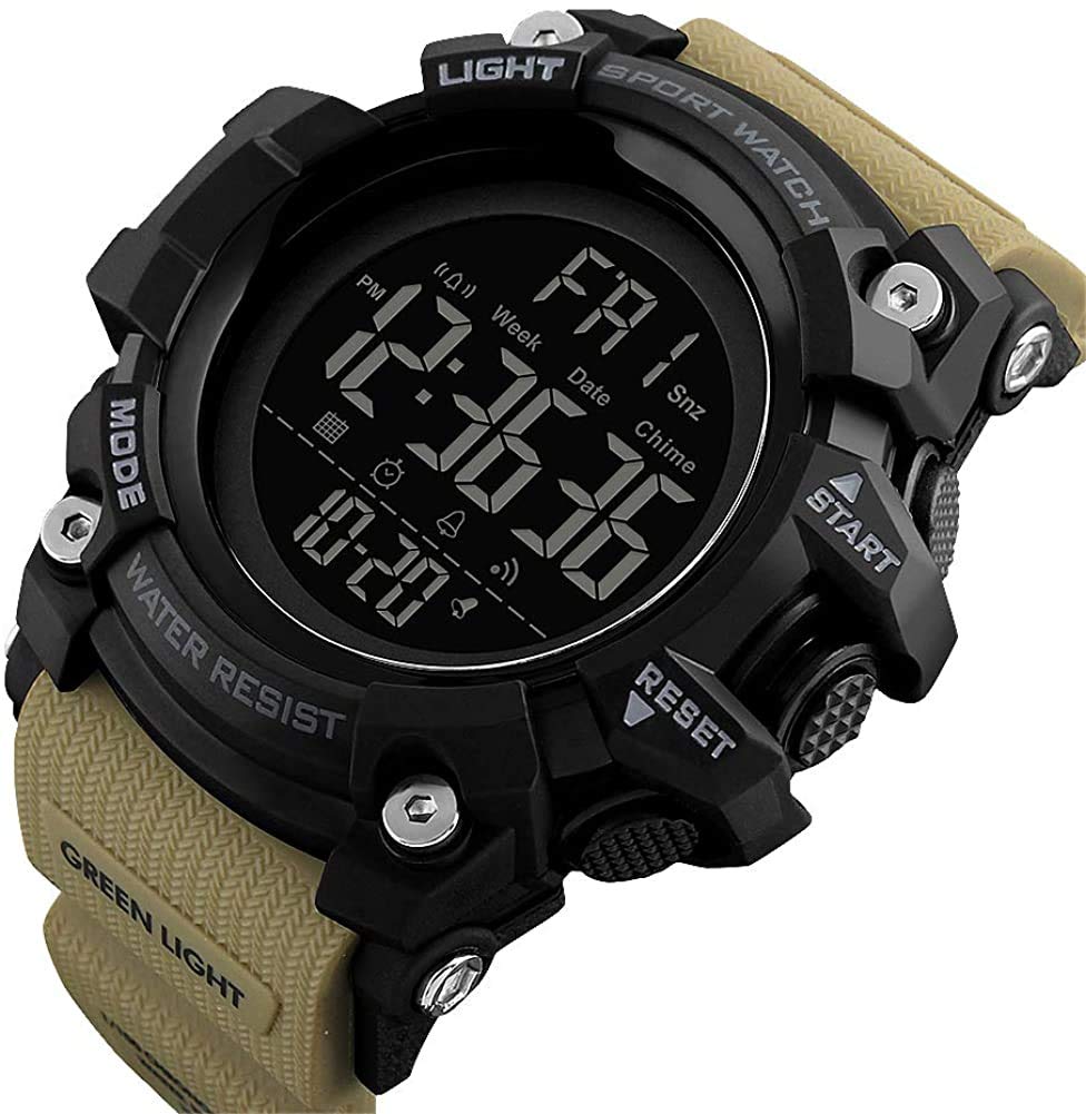 Gosasa Men's Sports Watch - Waterproof Digital LED Stopwatch with Countdown, 12/24 Hour Display & Multifunction for Running, Gym, Outdoor Activities