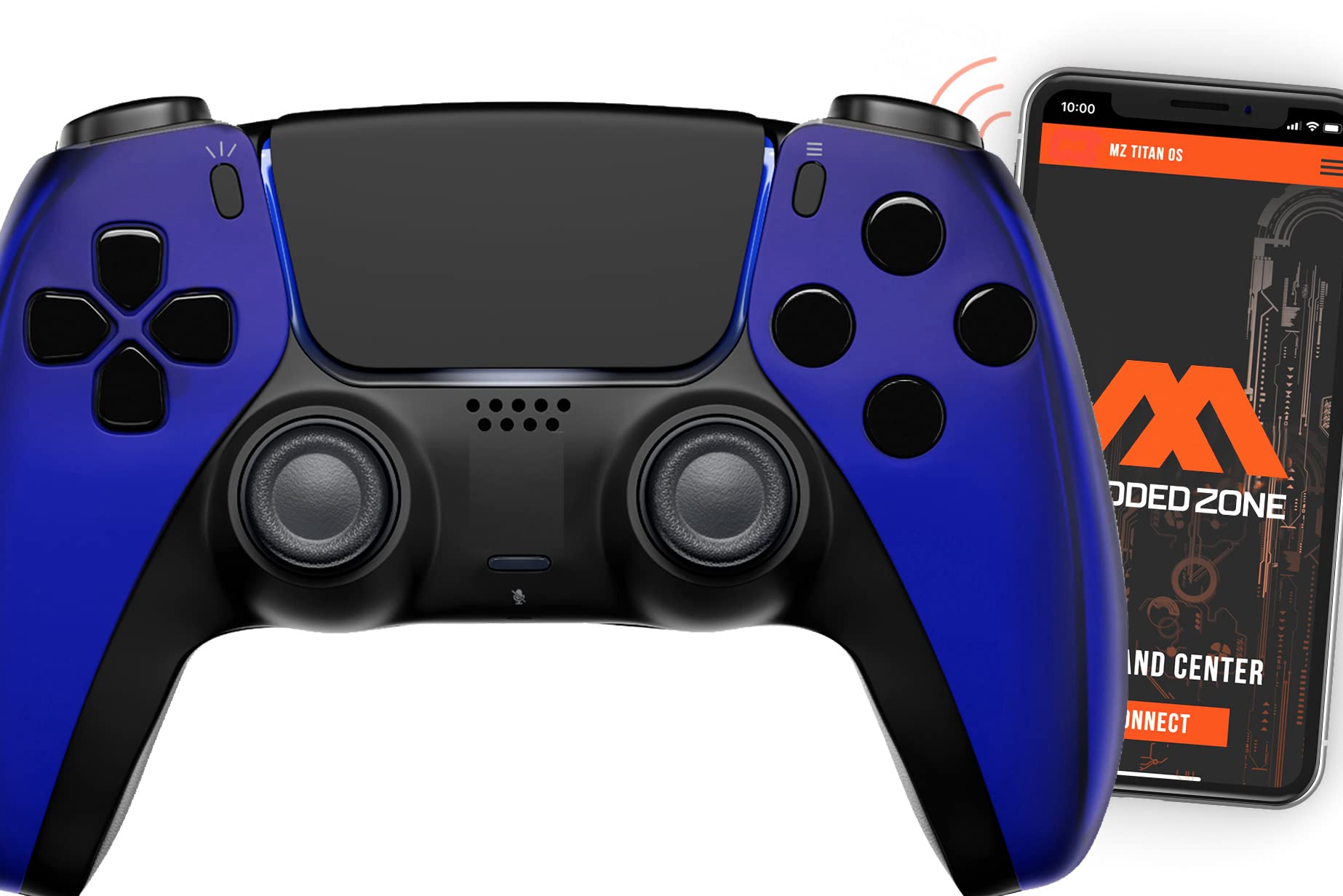 MODDEDZONE Chrome Blue Smart Rapid Fire Custom PRO Modded Controller for PS5 - Enhanced Gaming Performance for FPS, Battle Royale & Competitive Play