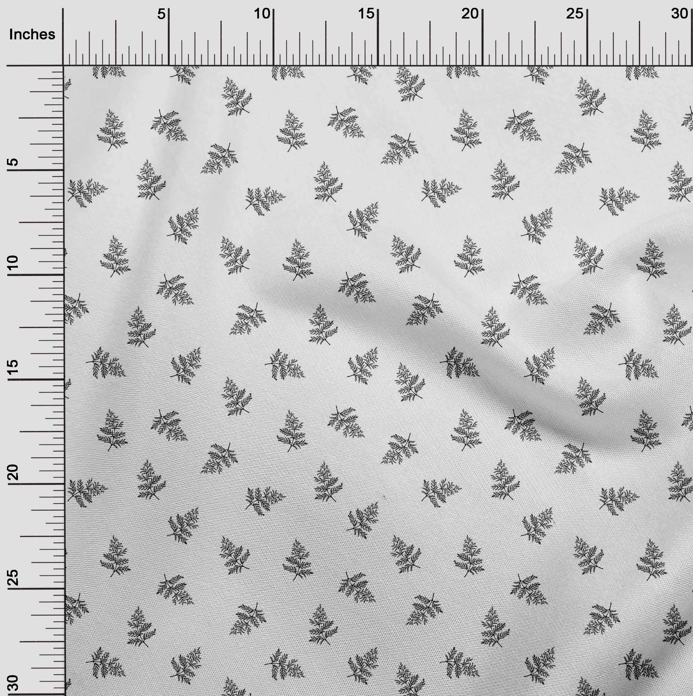 oneOone Cotton Poplin White Fabric with Fern Leaves Print - 42 Inch Wide Sewing Material by The Yard for DIY Clothing, Dresses, Curtains & Home Decor Projects