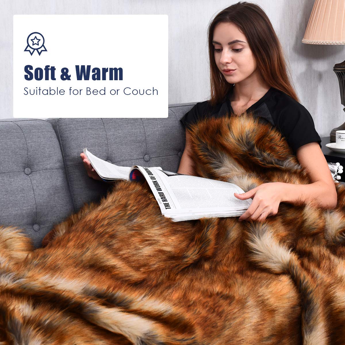 Giantex Faux Fur Throw Blanket 58